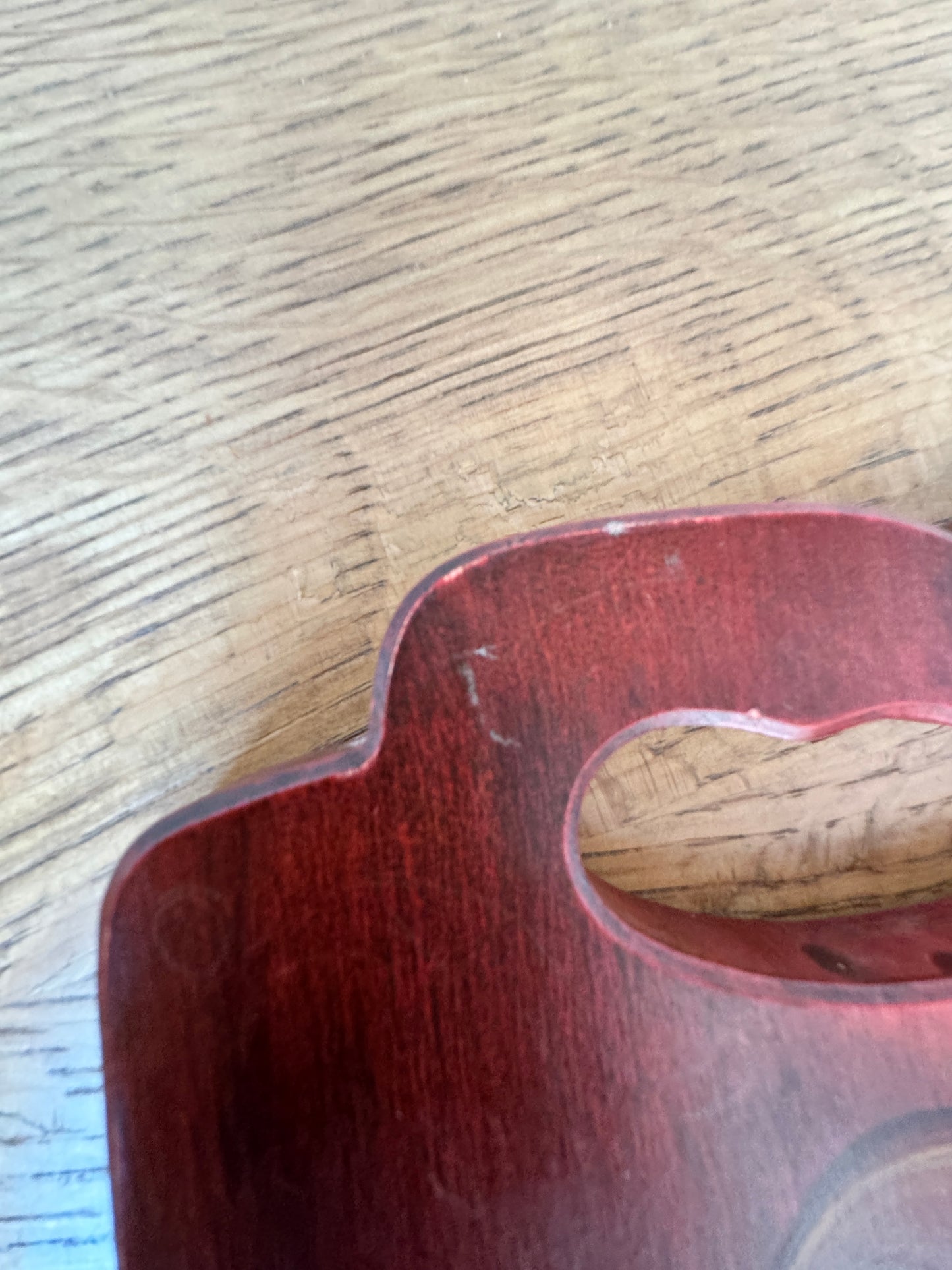 Hand-Painted Wooden Serving Tray – Red & Cream Scandinavian Folk Art | Vintage Style 19”