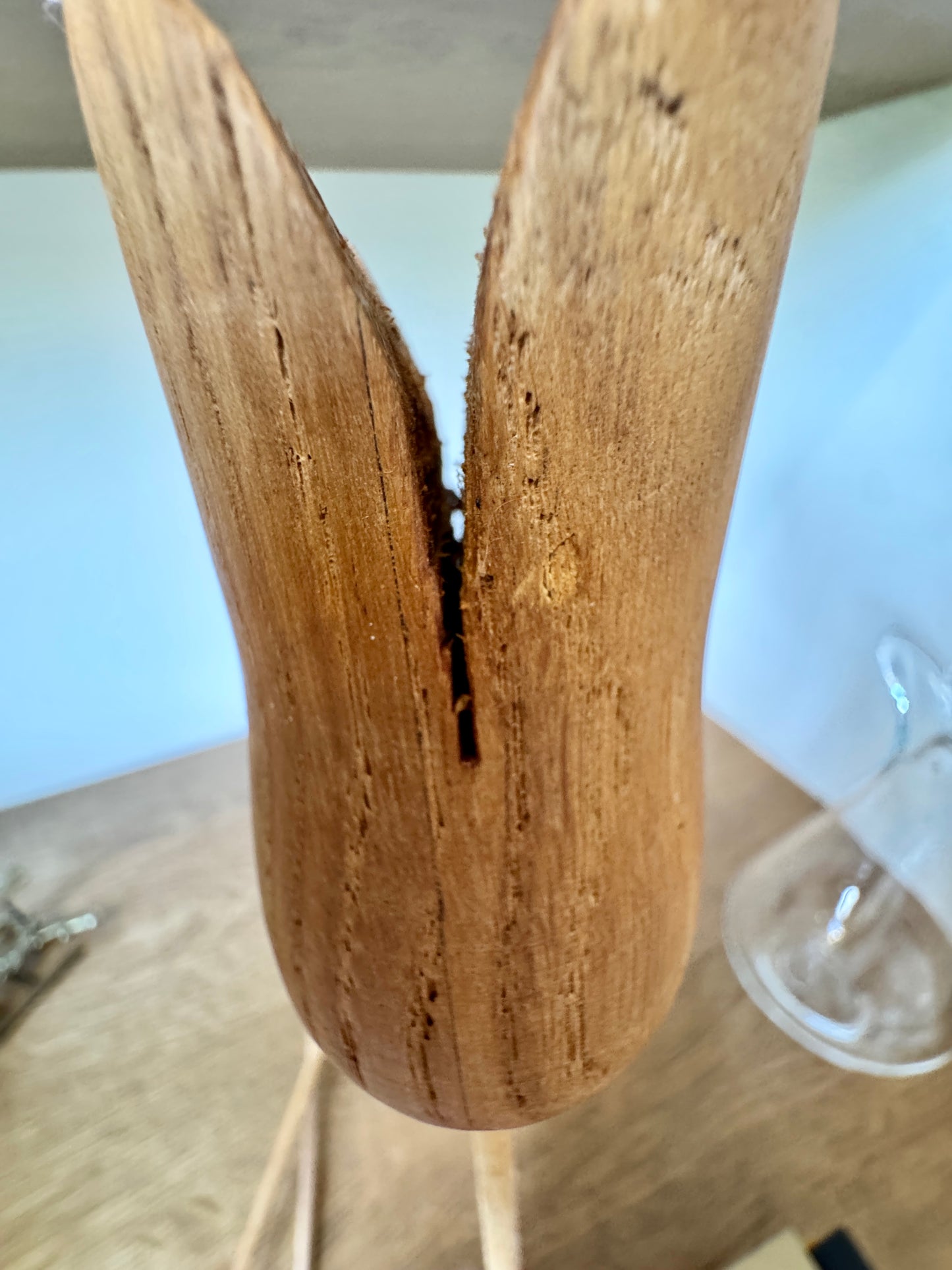 Set of 3 Swiss Wooden Tulip Stems – Hand-Carved Folk Art Flowers, 11”