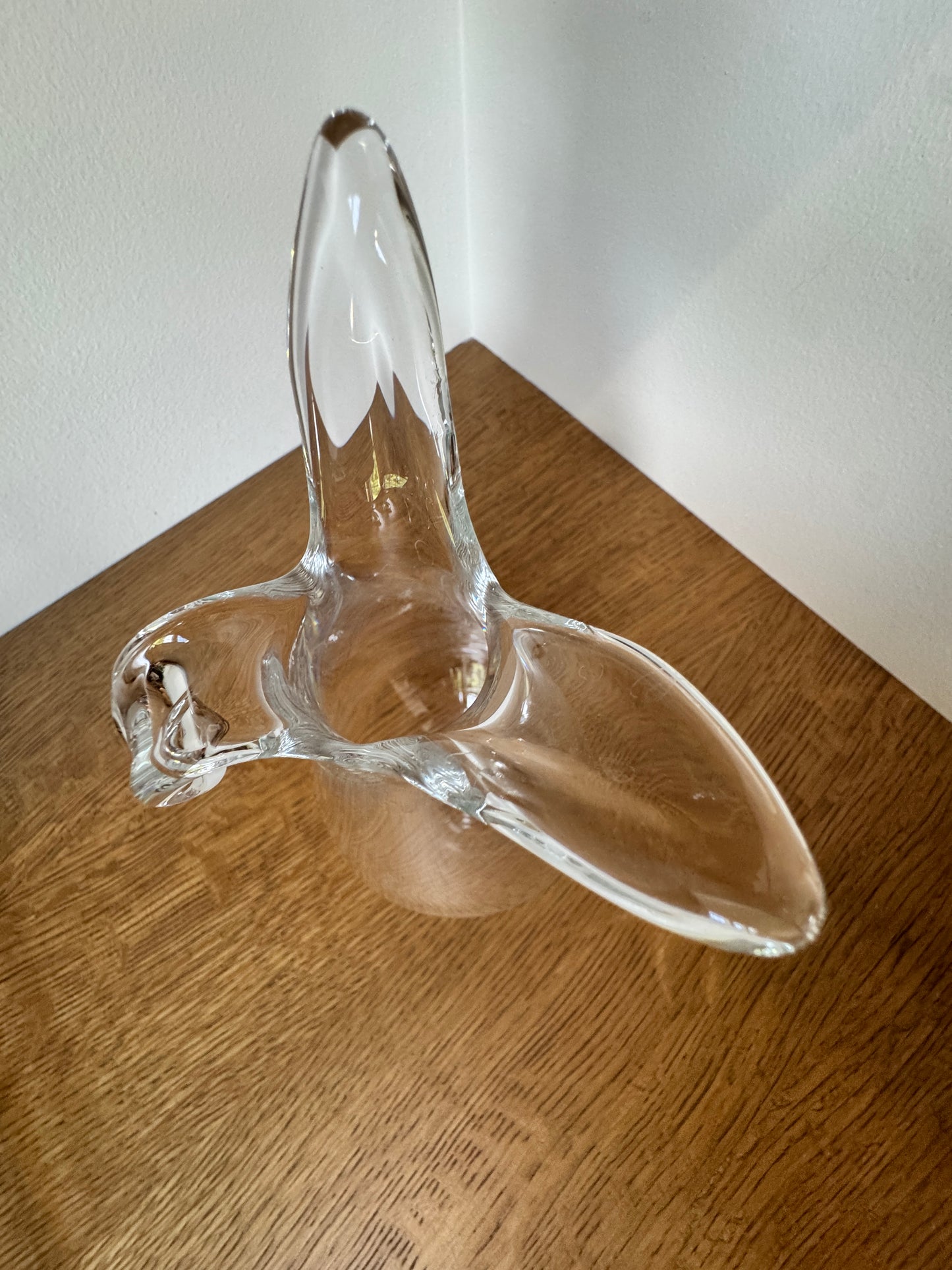 Mid-Century Scandinavian Glass Vase – Etched “S” Mark, Clear Art Glass, 10” Tall