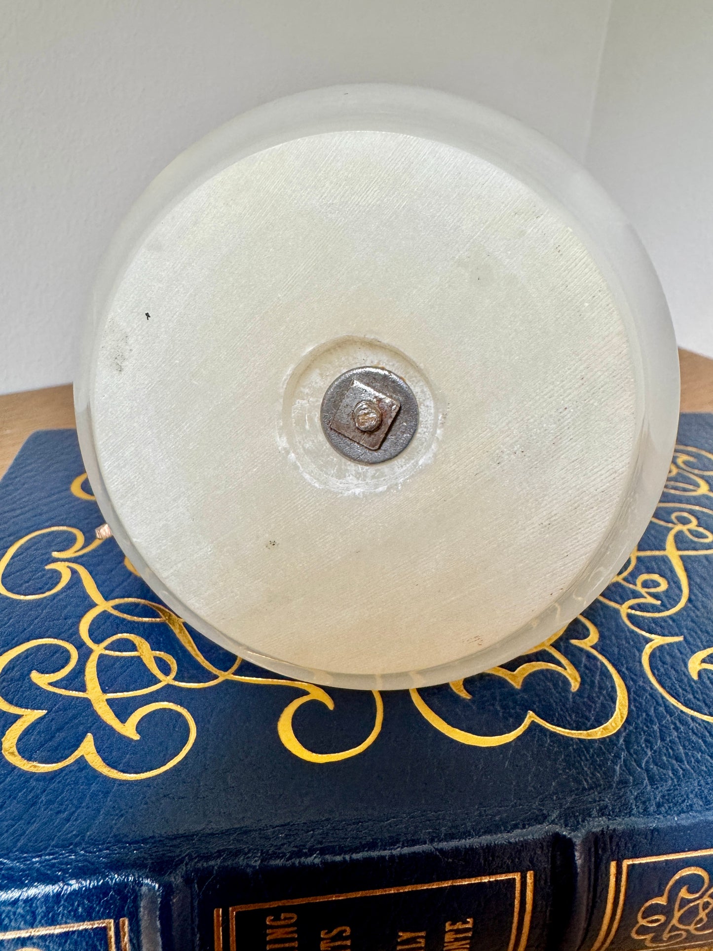 Vintage Onyx & Brass Candlestick Holder – Green & Cream Stone Candle Holder with Ornate Handle