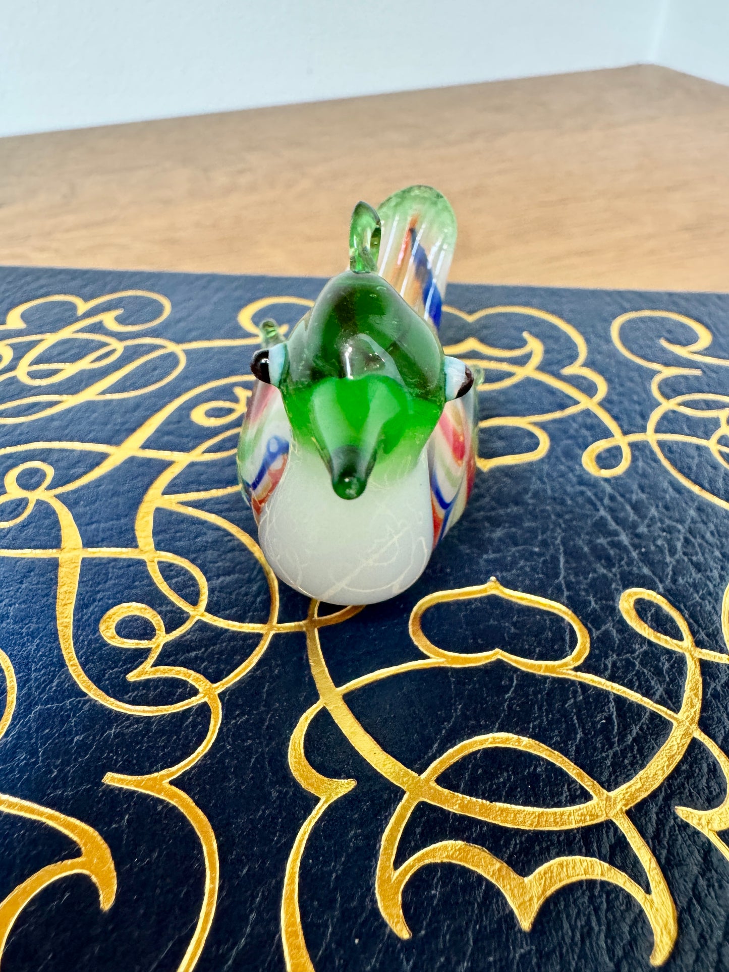 Murano Style Multicolor Glass Bird Figurine – Handblown Art Glass, 3”