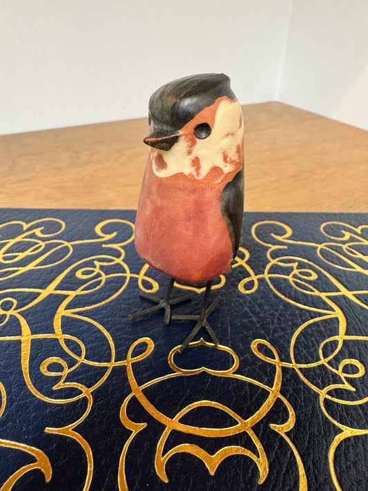 Hand-Painted Ceramic Bird Figurine with IRon Legs - 3" Tall