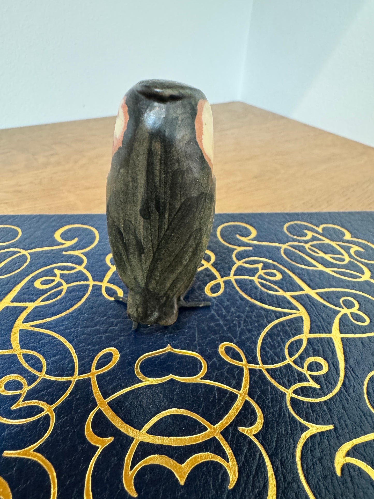 Hand-Painted Ceramic Bird Figurine with IRon Legs - 3" Tall