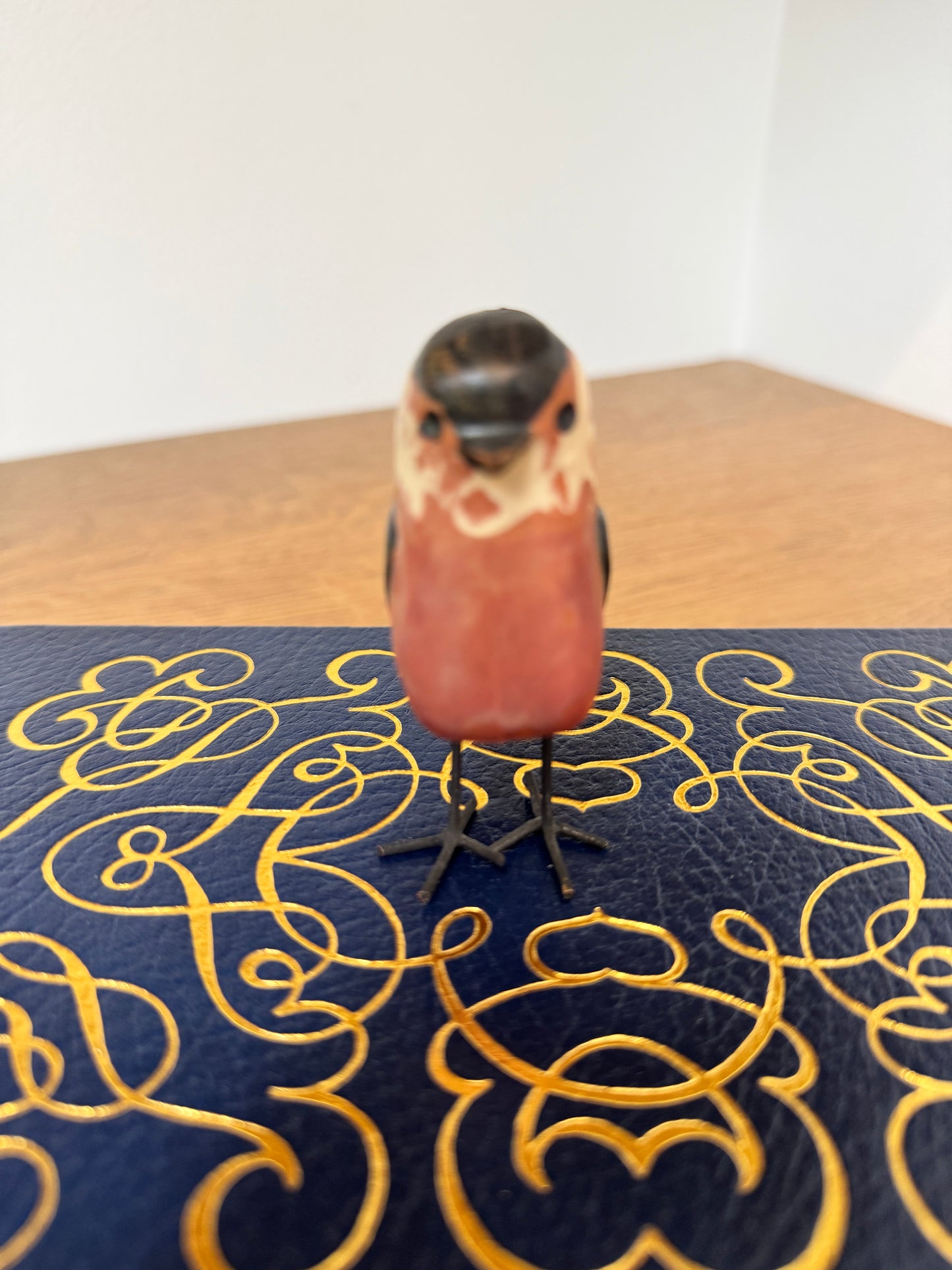 Hand-Painted Ceramic Bird Figurine with IRon Legs - 3" Tall
