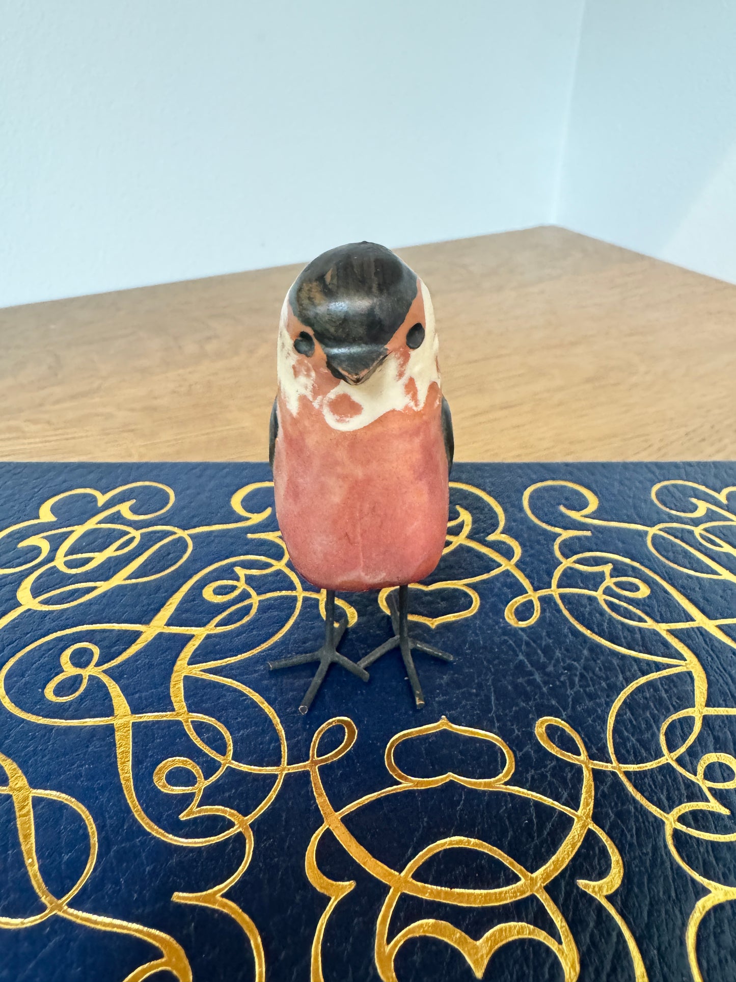Hand-Painted Ceramic Bird Figurine with IRon Legs - 3" Tall