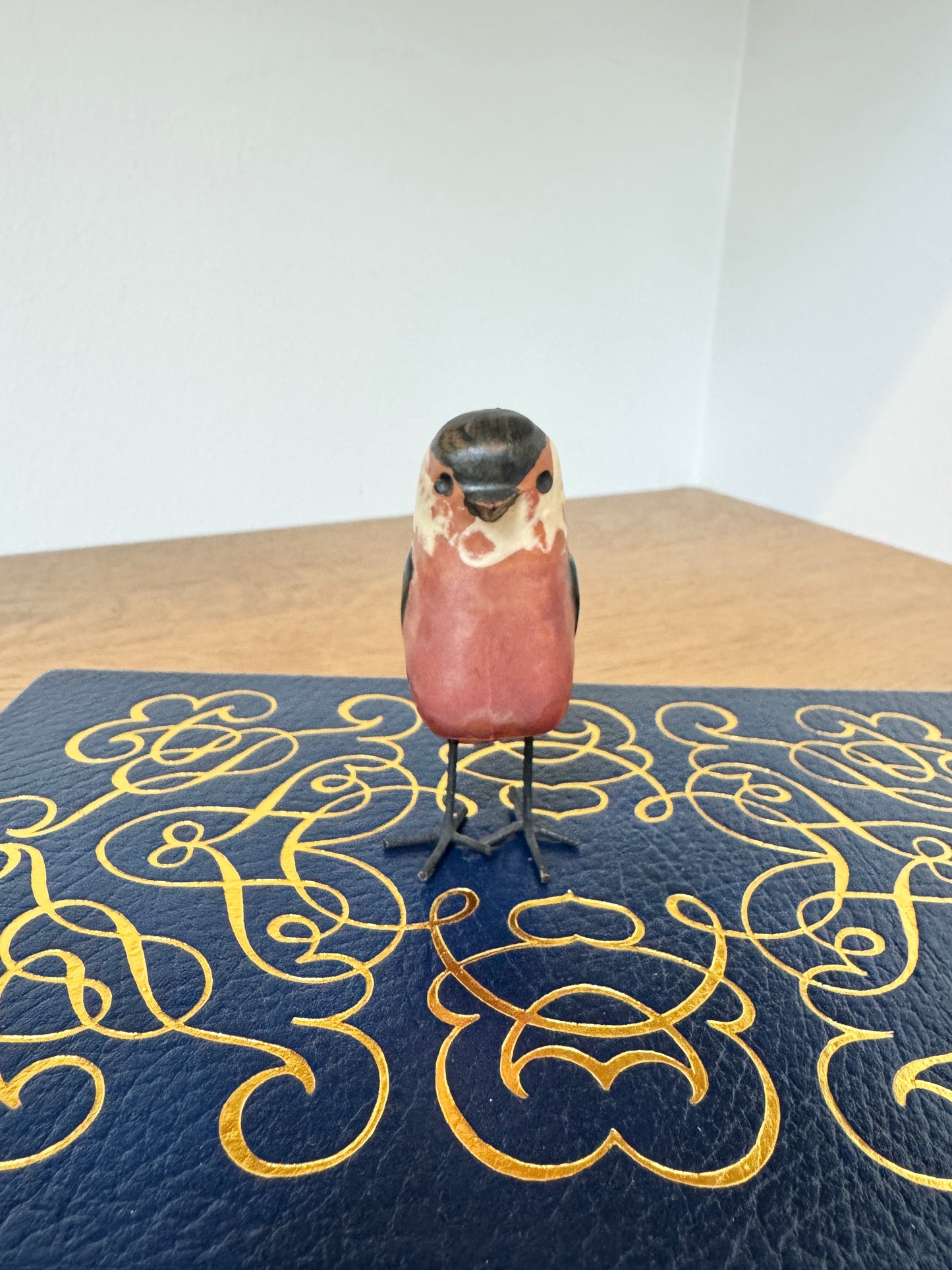 Hand-Painted Ceramic Bird Figurine with IRon Legs - 3" Tall