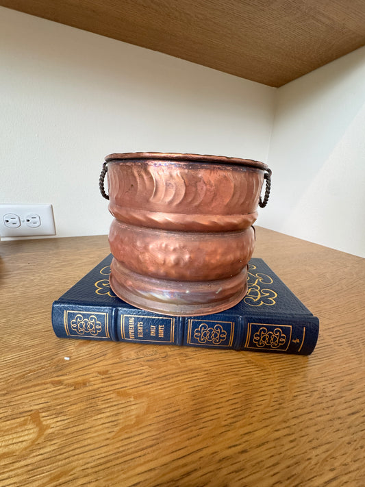 Swiss Handmade Copper Planter with Twisted Ring Handles - 5" x 6"