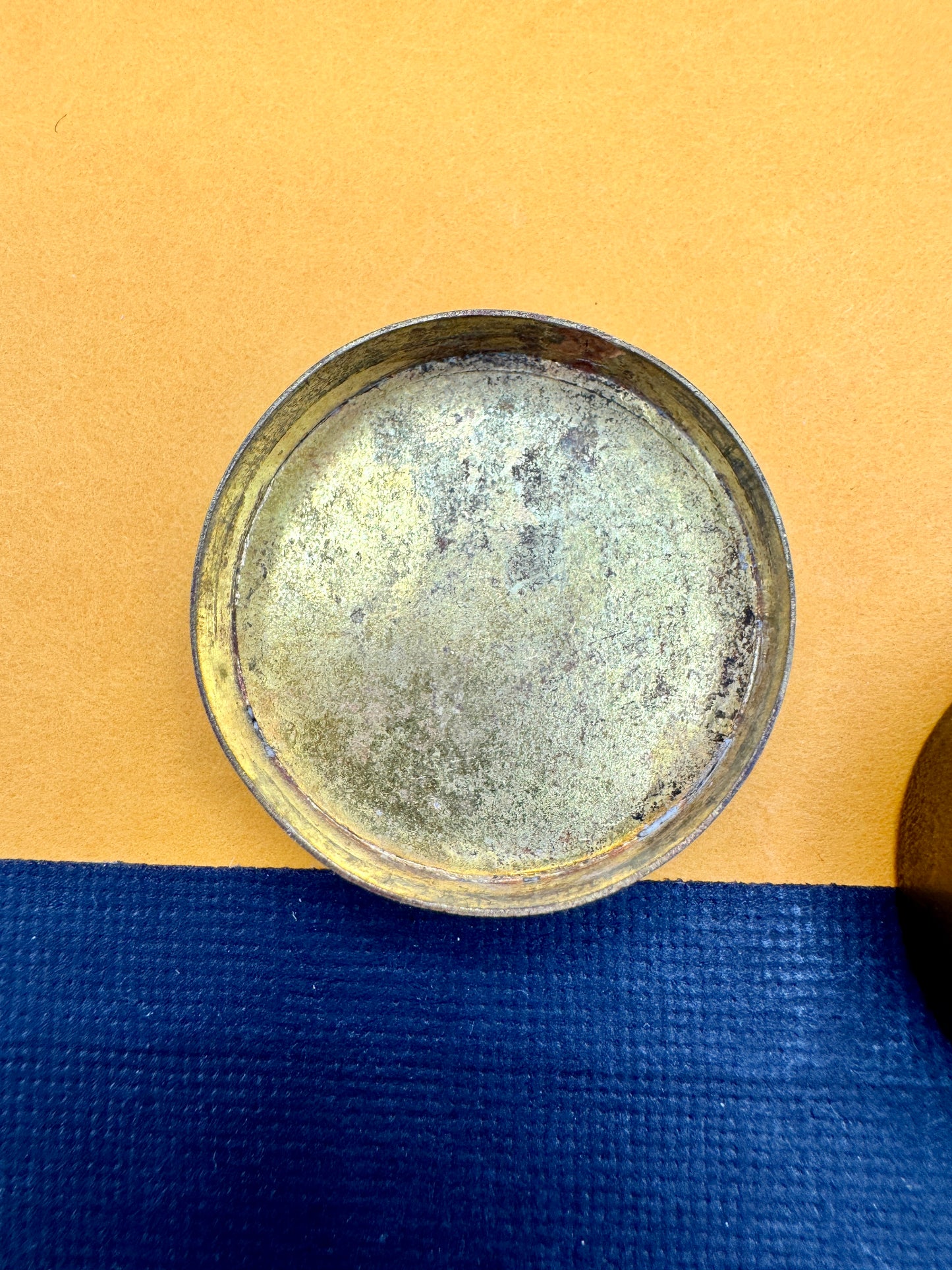 Vintage Brass Pill Box with Mother of Pearl Inlay – Small Trinket Box, 1.5”