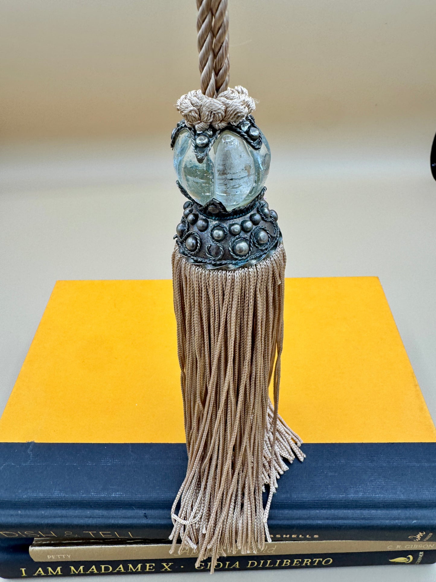 Gold Drapery Tassel with Glass and Metal Accent – Curtain Tieback