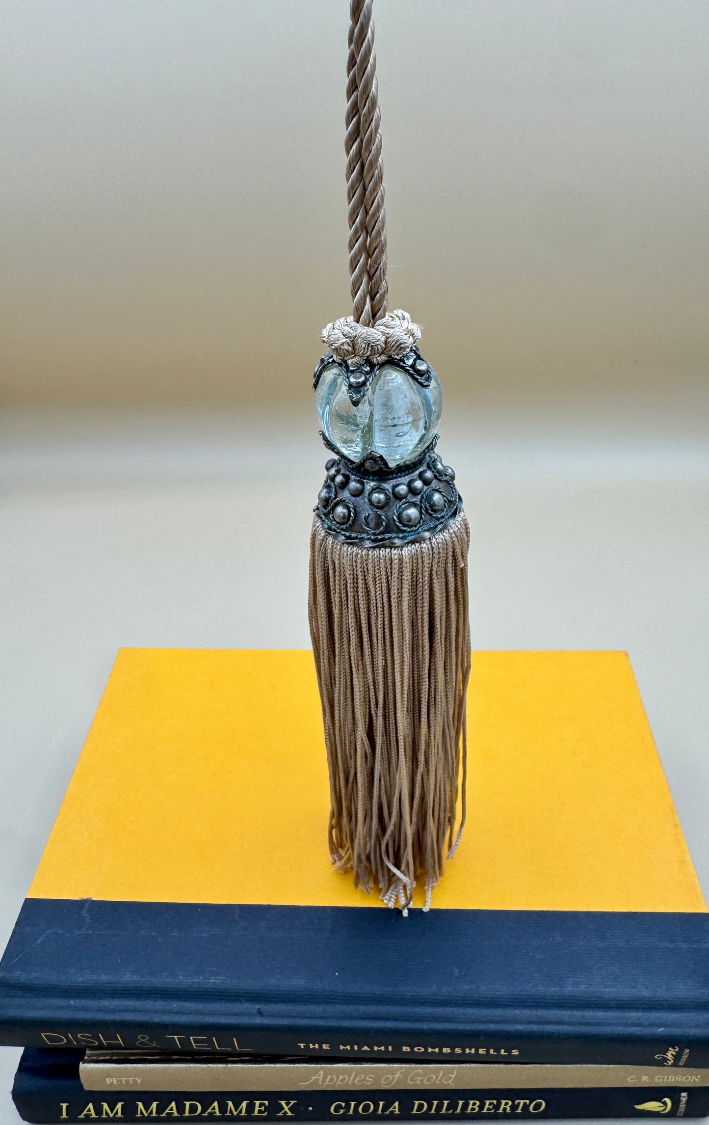 Gold Drapery Tassel with Glass and Metal Accent – Curtain Tieback