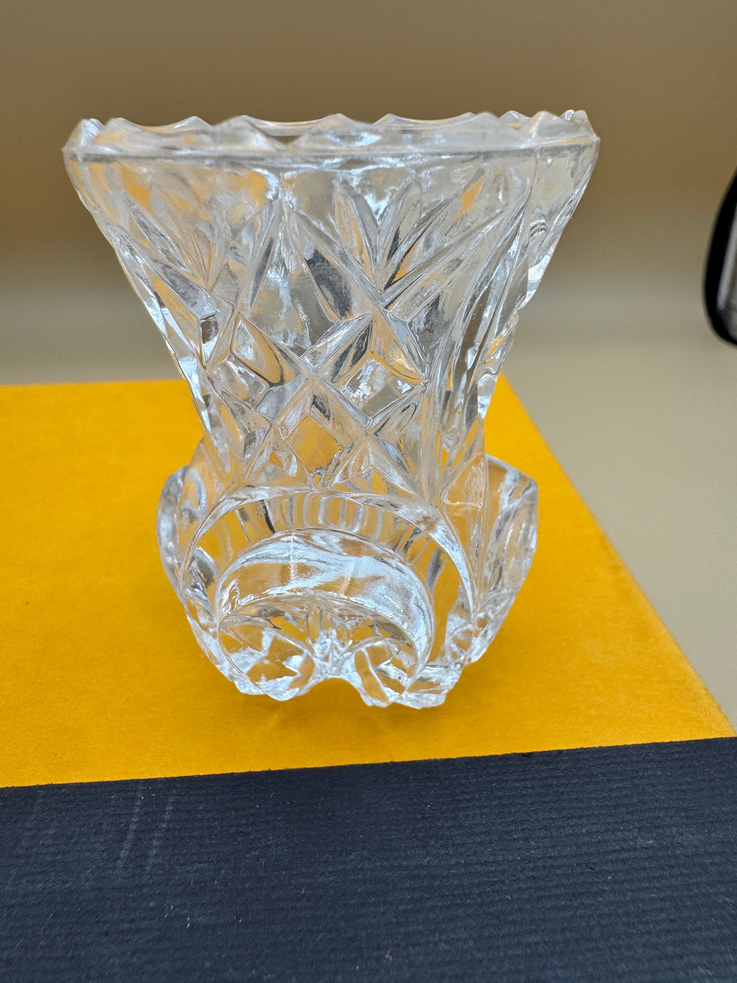 Pair of Crystal Toothpick Holders – Anna Hutton Bleikristall 24% Lead Crystal + Unmarked Pressed Crystal