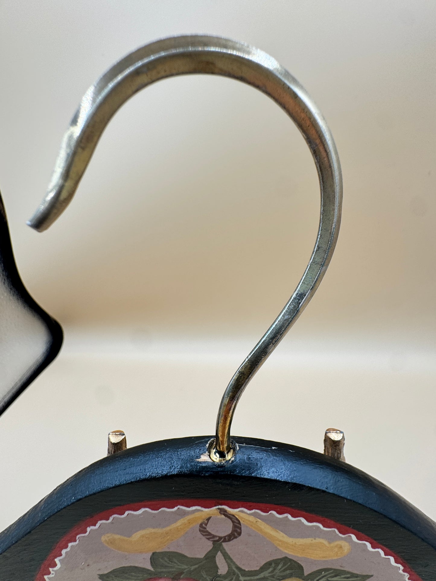 Hand-Painted Wooden Hanger with Fruit and Floral Design – Signed HS 1982