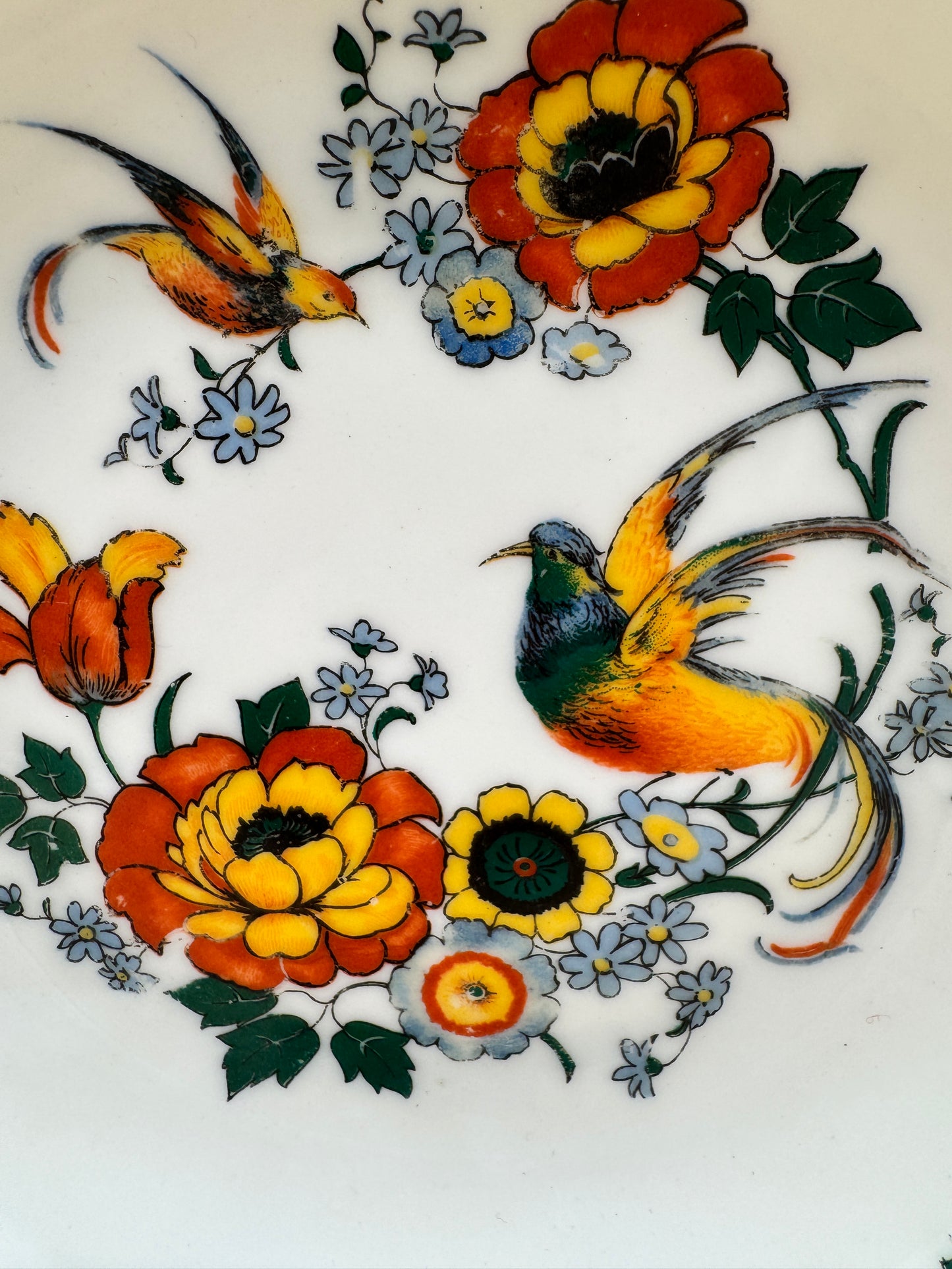 Gebrüder Benedikt Porcelain Bowl – Bird & Floral Design, Czechoslovakia, 8.5”
