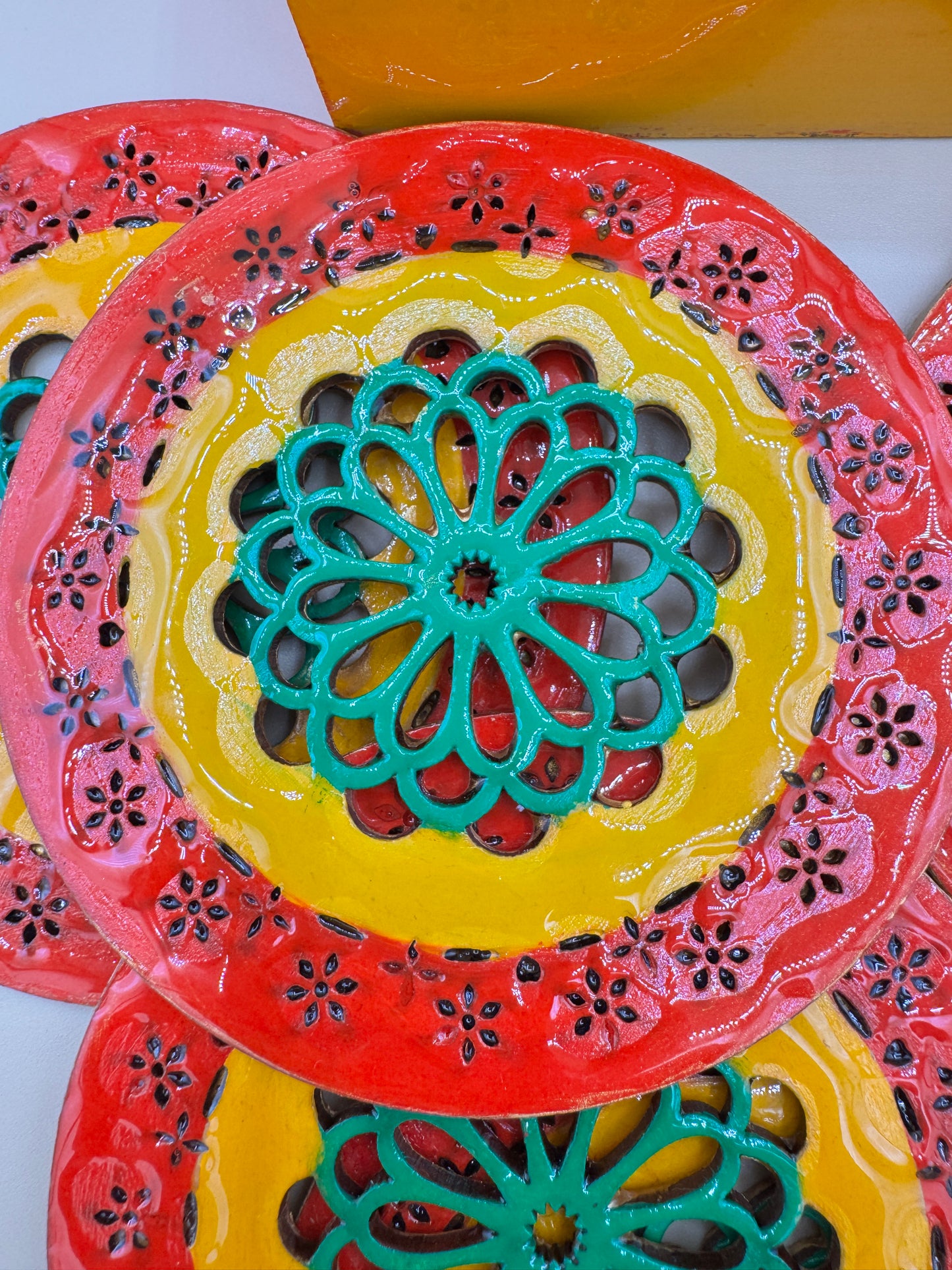 Wooden Laser Cut Coaster Set with Holder – 6 Pieces