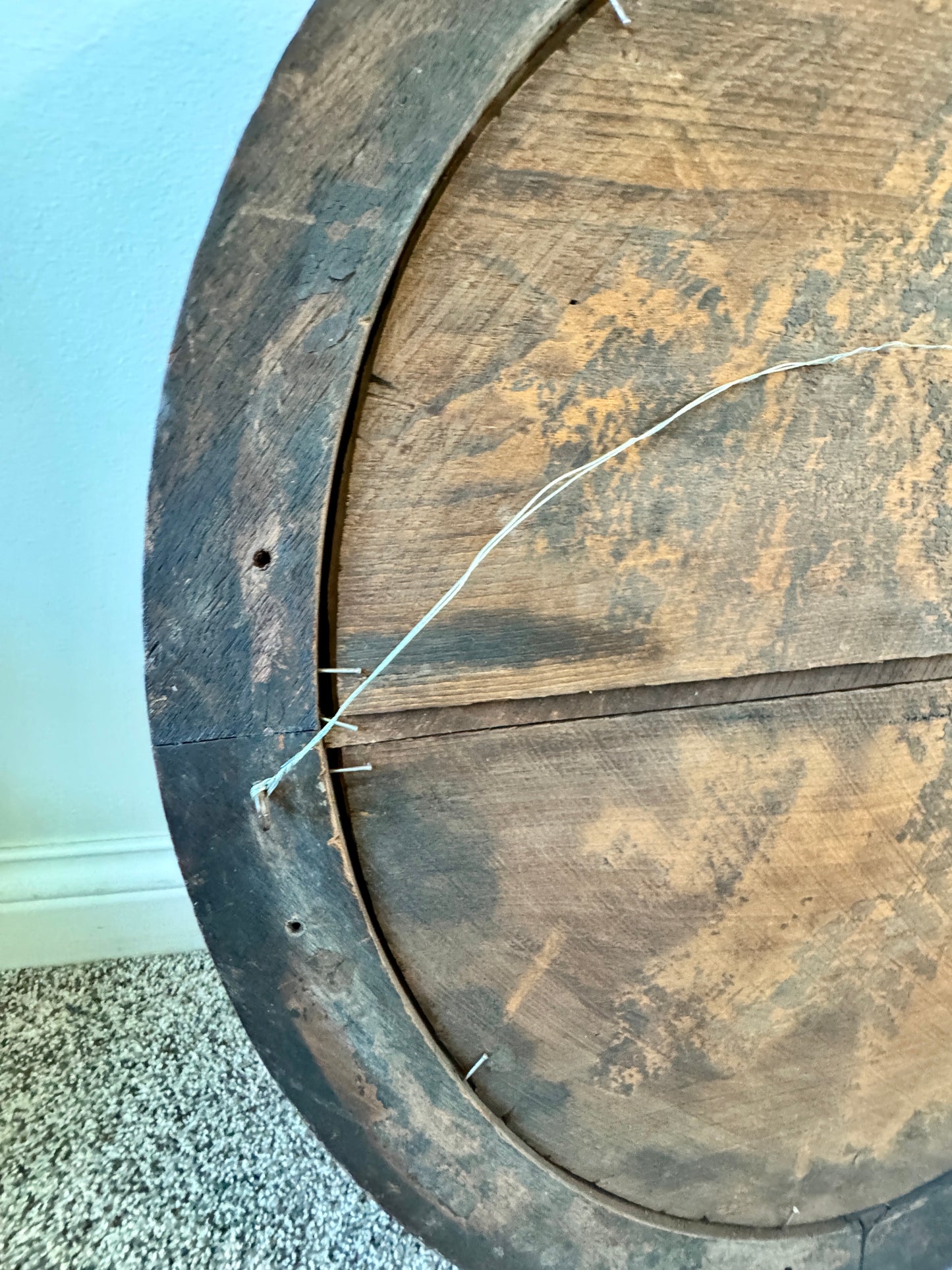 Victorian Mourning Portrait in Original Oval Wood Frame – 25" Antique Memorial Artwork