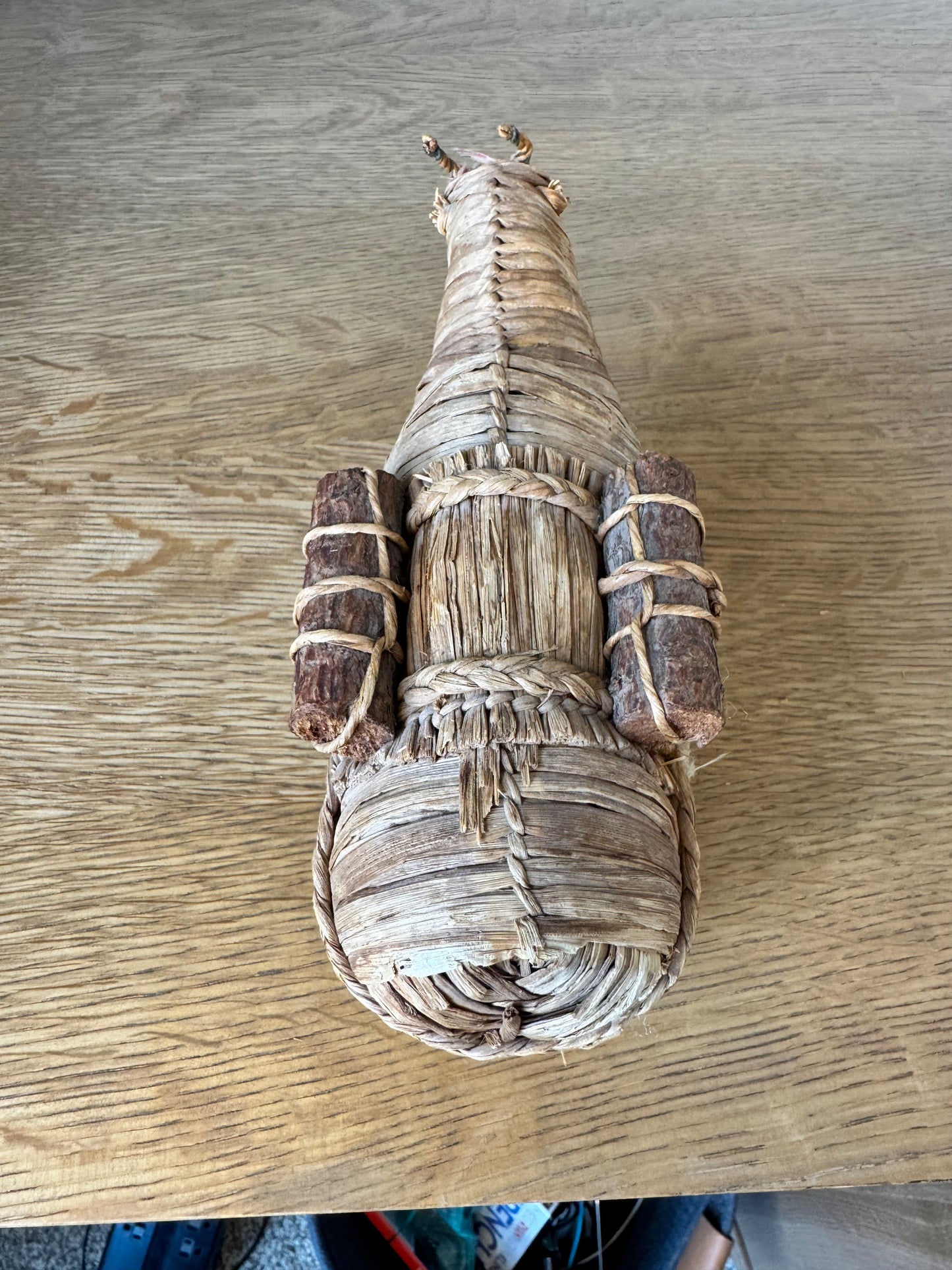 Vintage Hand-Woven Straw Ox Figure – Folk Art Animal Sculpture