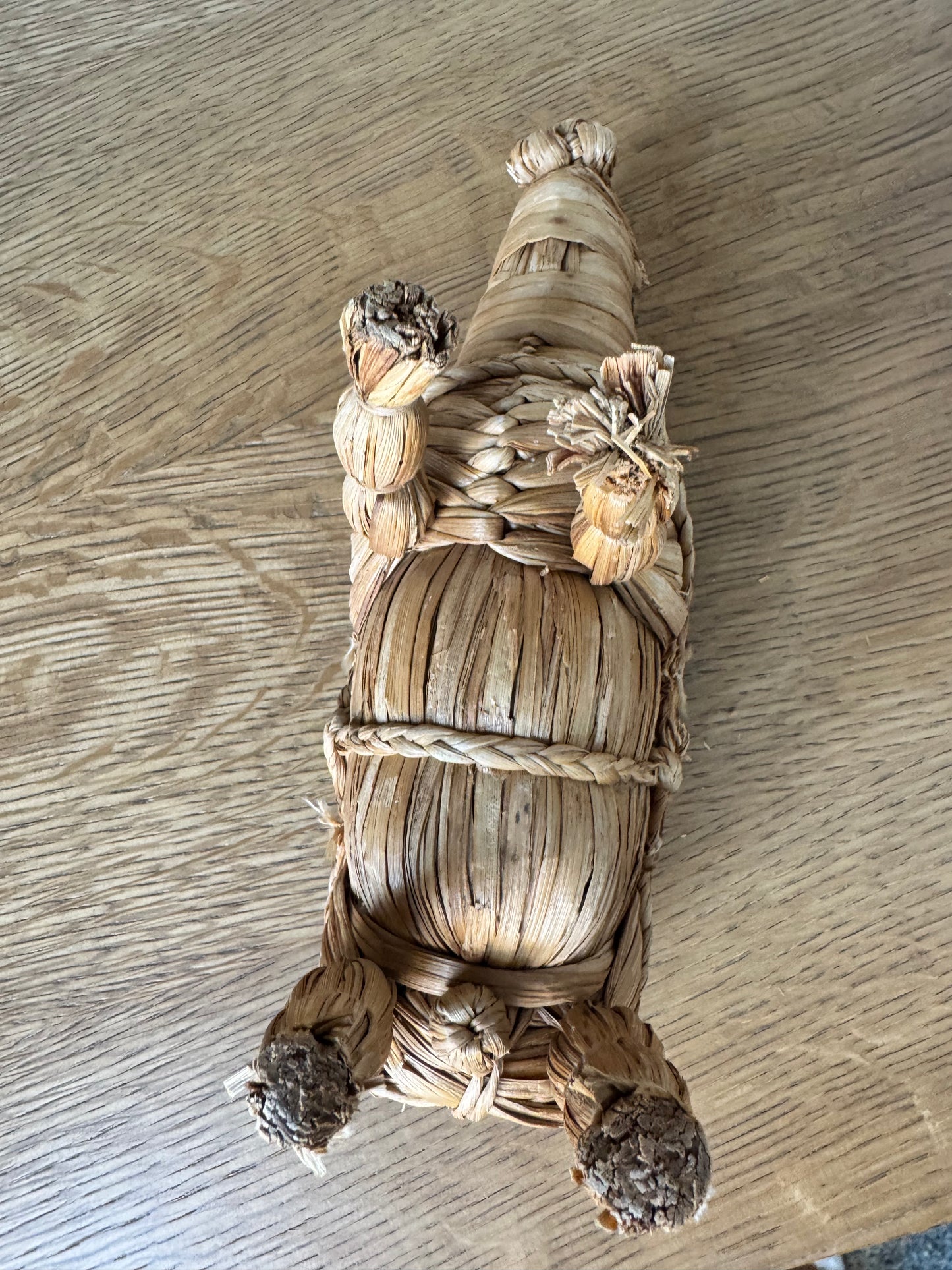 Vintage Hand-Woven Straw Ox Figure – Folk Art Animal Sculpture