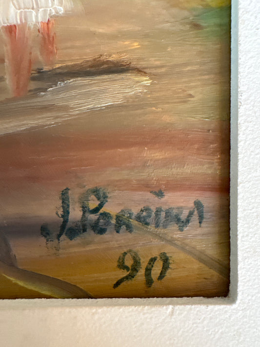 Framed Oil Painting - Mother & Child Scene, Signed by Artist