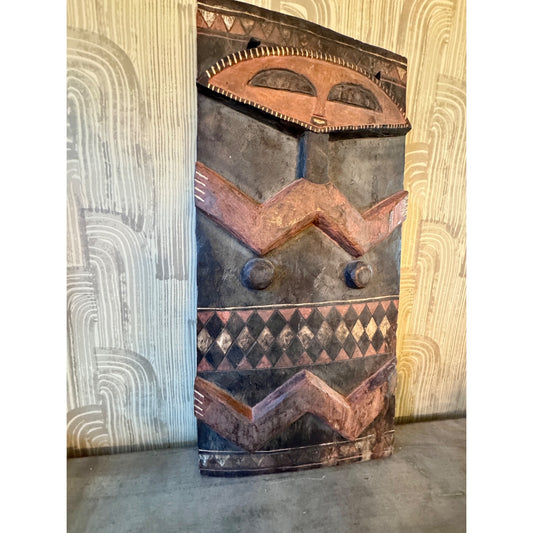 Late 20th Century Pende Polychrome Carved Wood Figural Panel – DR Congo – 32"