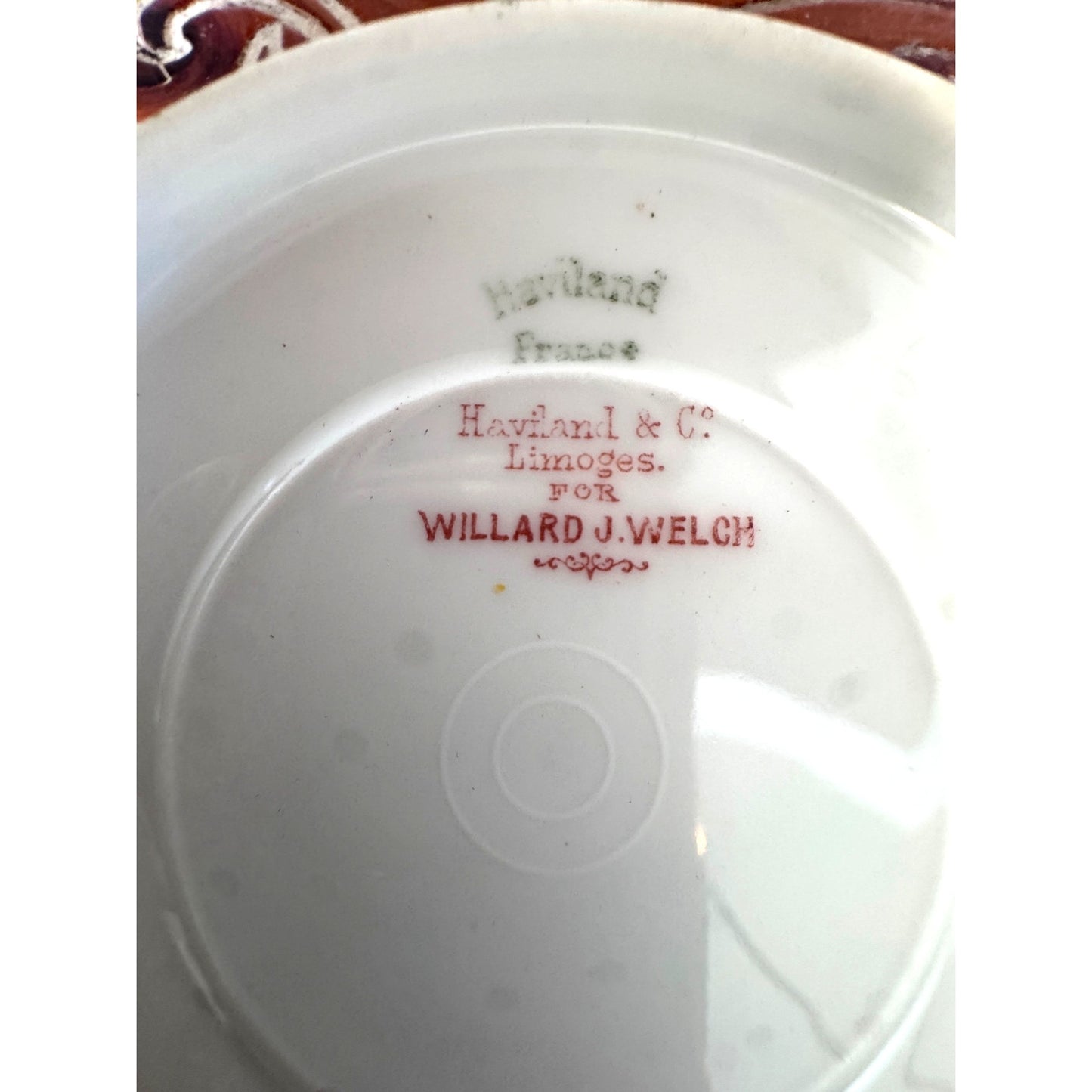 Haviland Limoges Floral Teacup and Saucer Villard J. Welch France Gold Trim Vintage