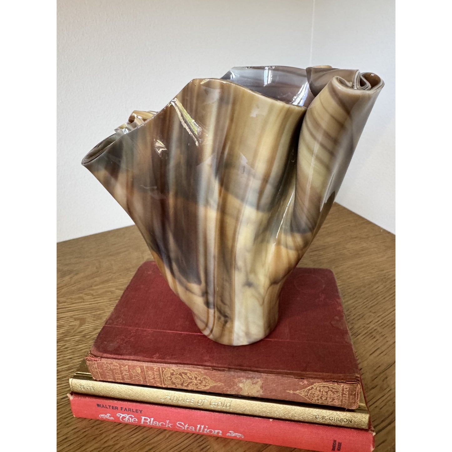 Unique Draped Slag Glass Vase