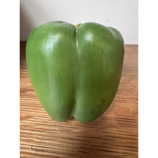 Mary Kirk Kelly Signed Green Bell Pepper Ceramic Sculpture – 1993