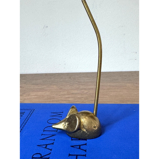 Brass Mouse Note Holder Desk Memo Clip Small Brass Figurine 4.5"
