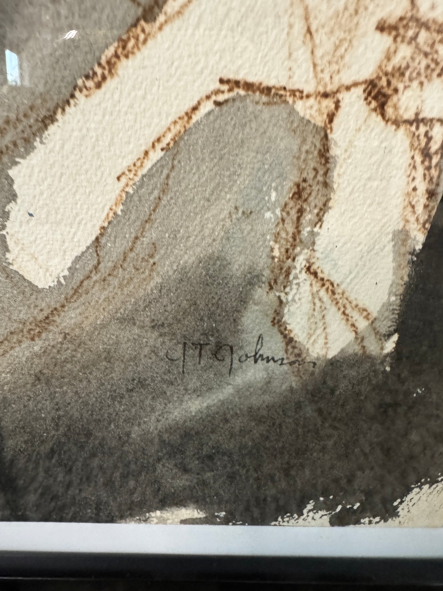 Signed Joni T. Johnson Watercolor – Couple Portrait (Indiana Artist, 1934–1988)