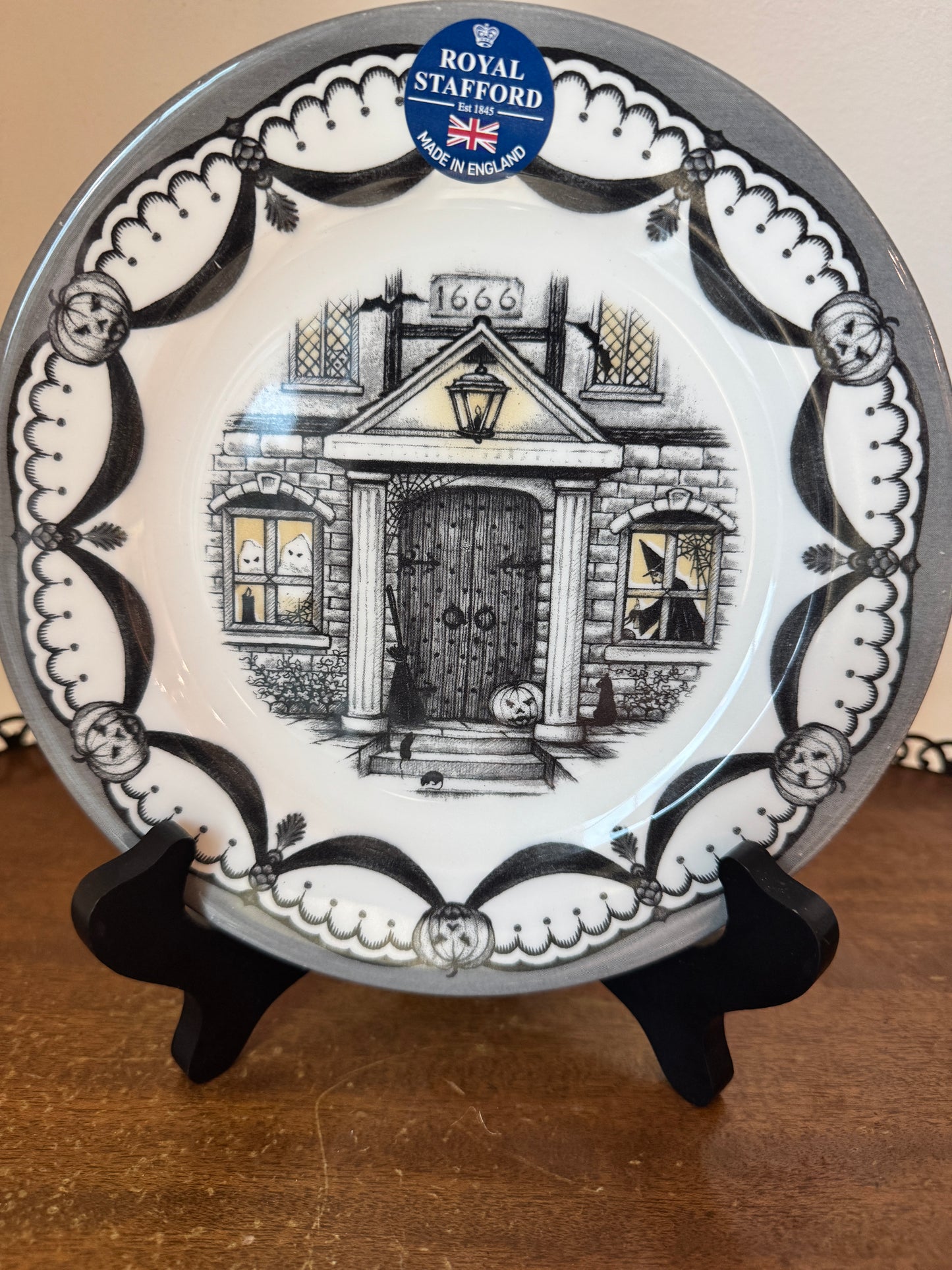Royal Stafford Halloween Haunted House Salad Plate – 8.25” – Limited Edition, Made in England