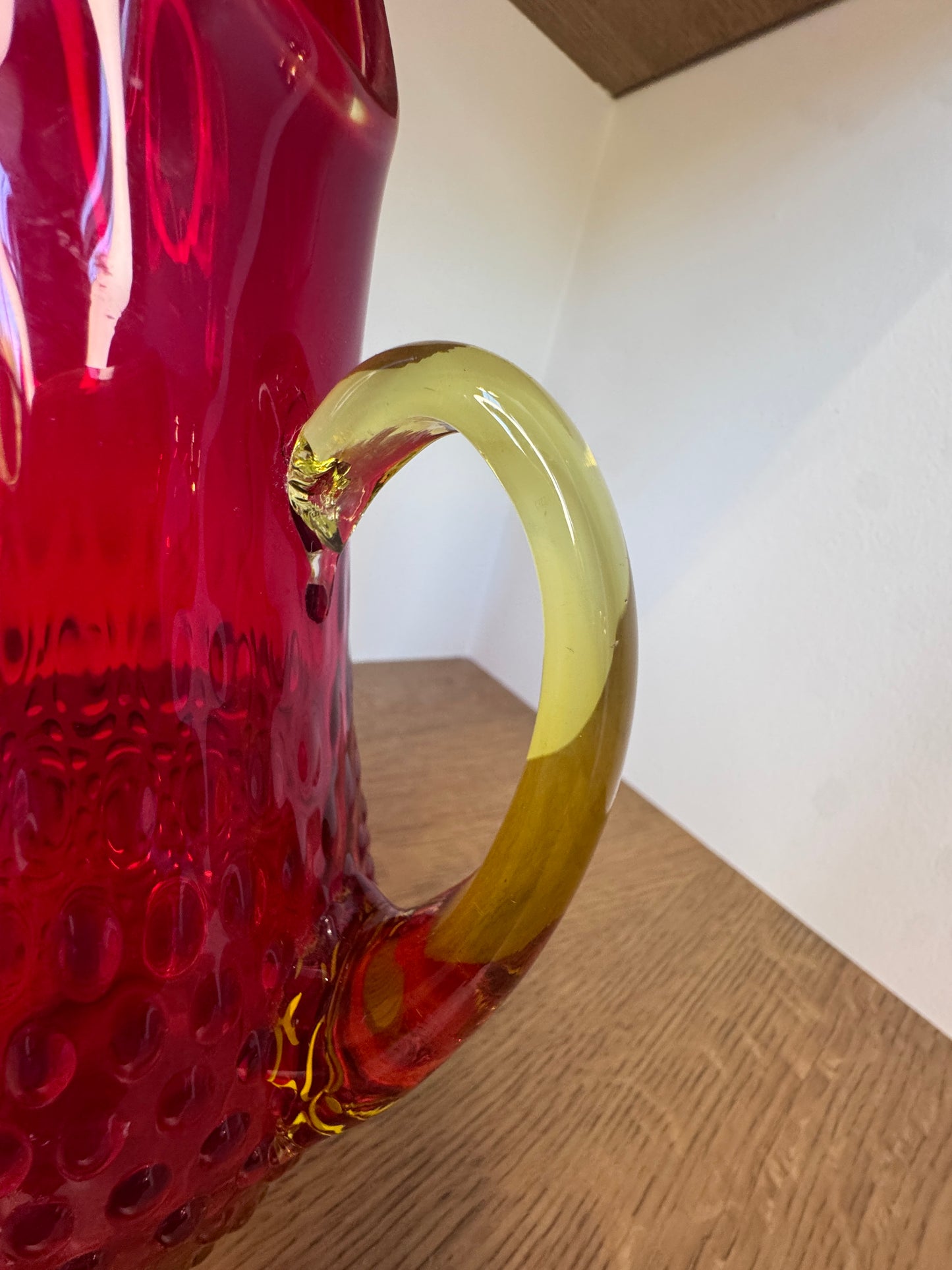 Vintage Viking Amberina Hobnail Glass Pitcher – Mid-Century Fire Glow