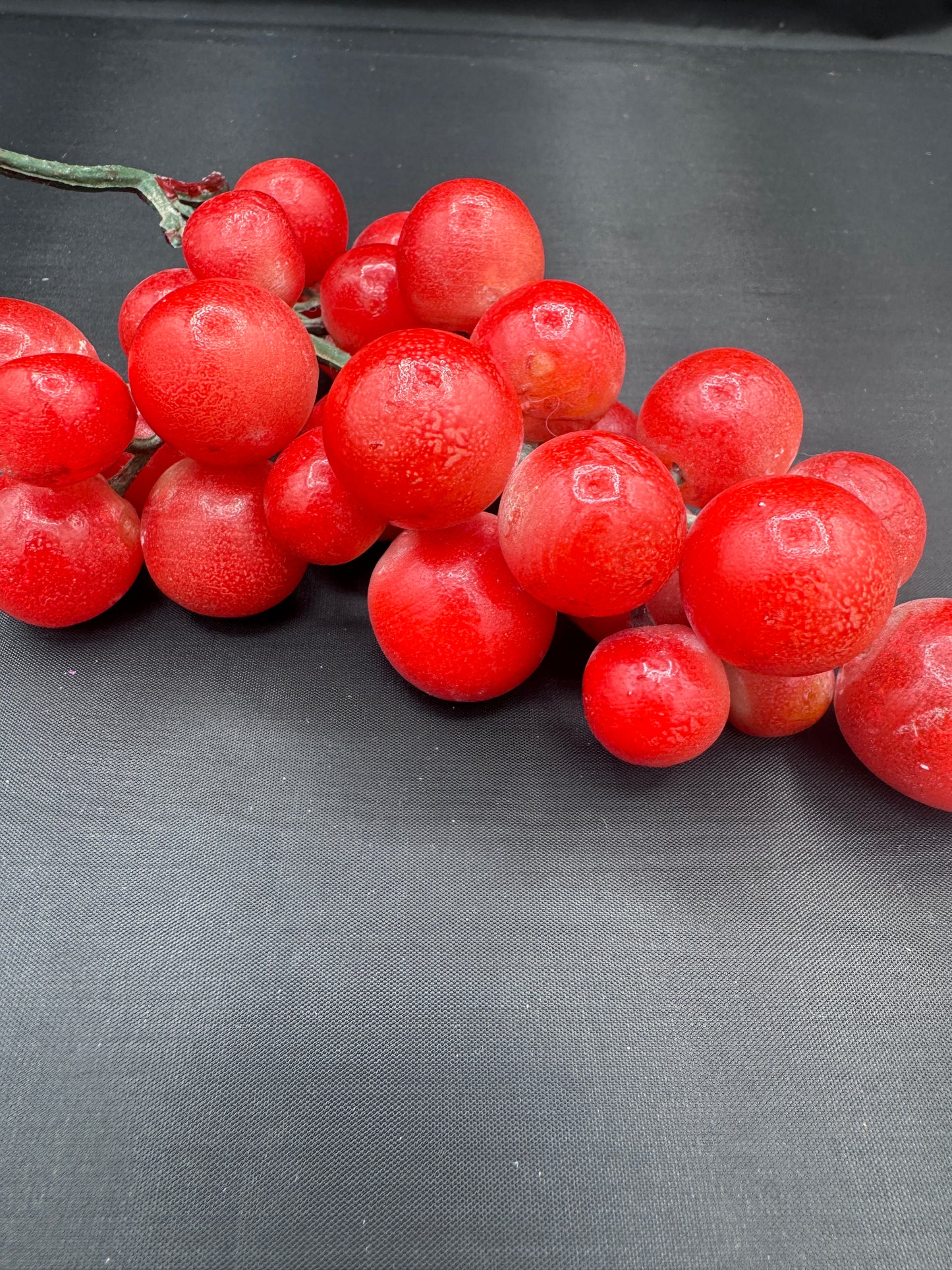 Red Stone Grape Cluster | Midcentury Decorative Fruit | Faux Marble Grapes