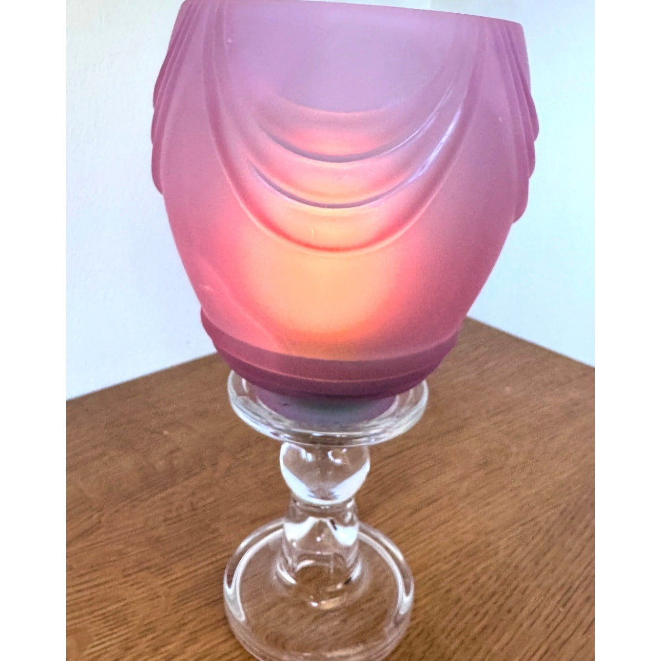 Pink Frosted Glass Lampshade Art Deco Style 5.5 Inch Shade