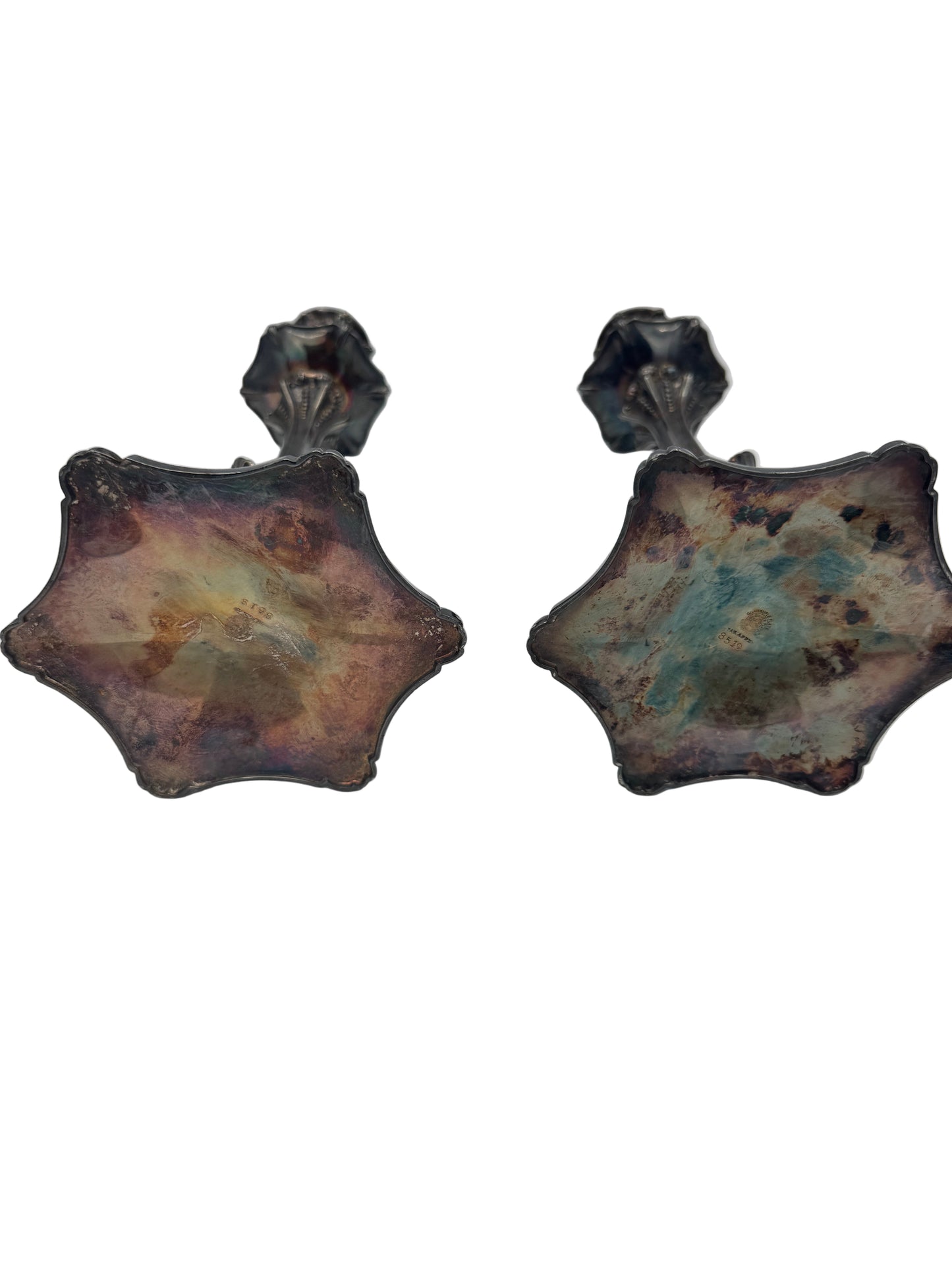 Antique Wilcox Silver Plate Co. Quadruple Plate Candlesticks – Victorian Era, Ornate Silver Candle Holders (Pair), c.1880s