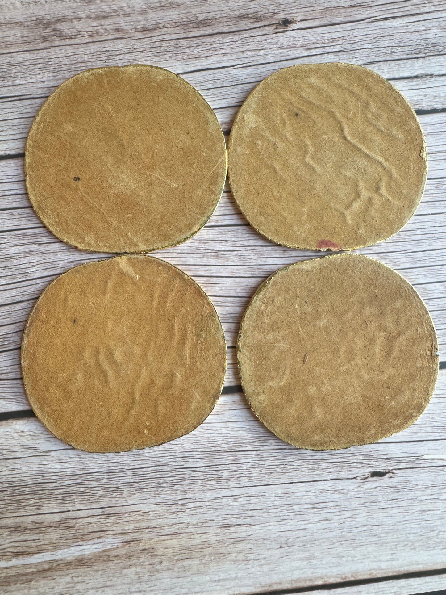 Vintage Embossed Brass Planter & Coaster Set – Made in England, Floral Detail, Patina