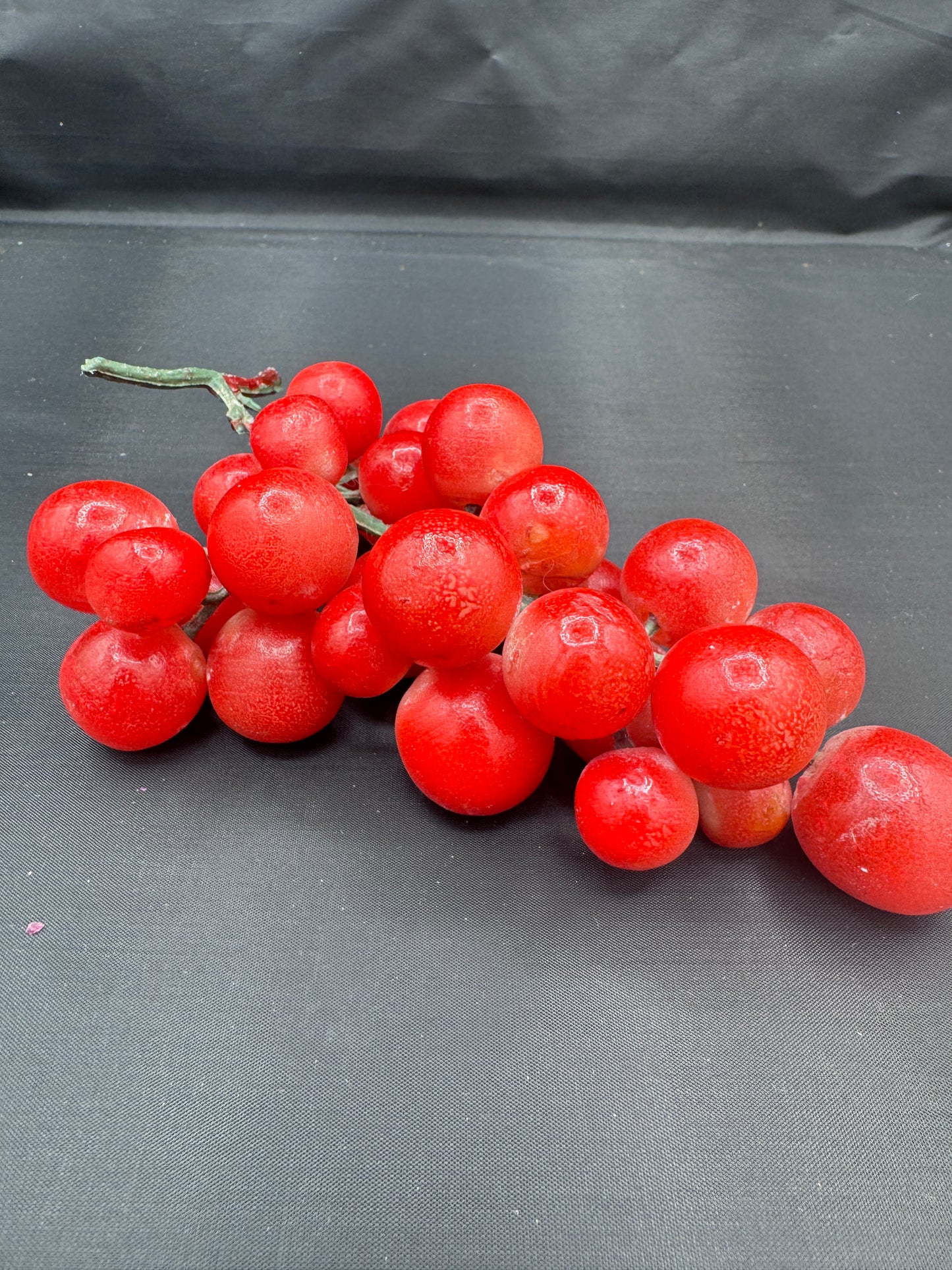 Red Stone Grape Cluster | Midcentury Decorative Fruit | Faux Marble Grapes