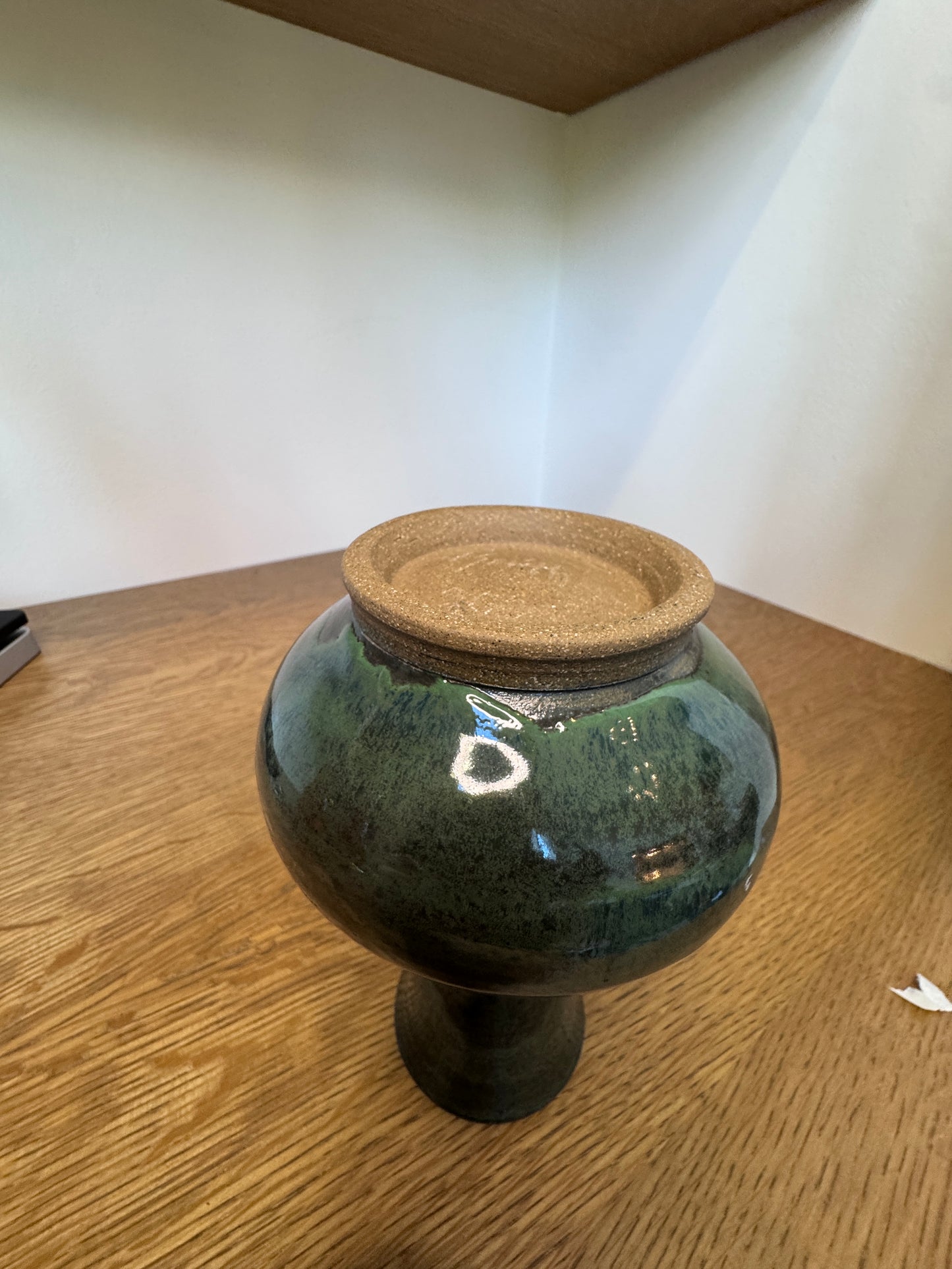Hand-Thrown Glazed Stoneware Vase – Signed (2003)
