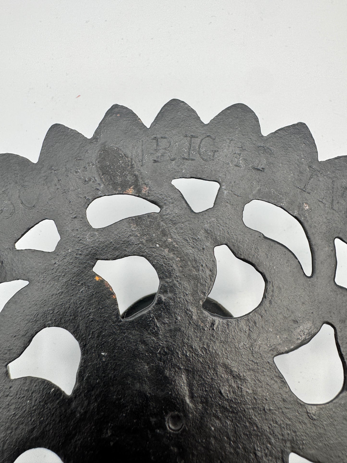 Vintage John Wright Cast Iron Candle Holders (Pair) – Gothic Style, Industrial Black, Model 872