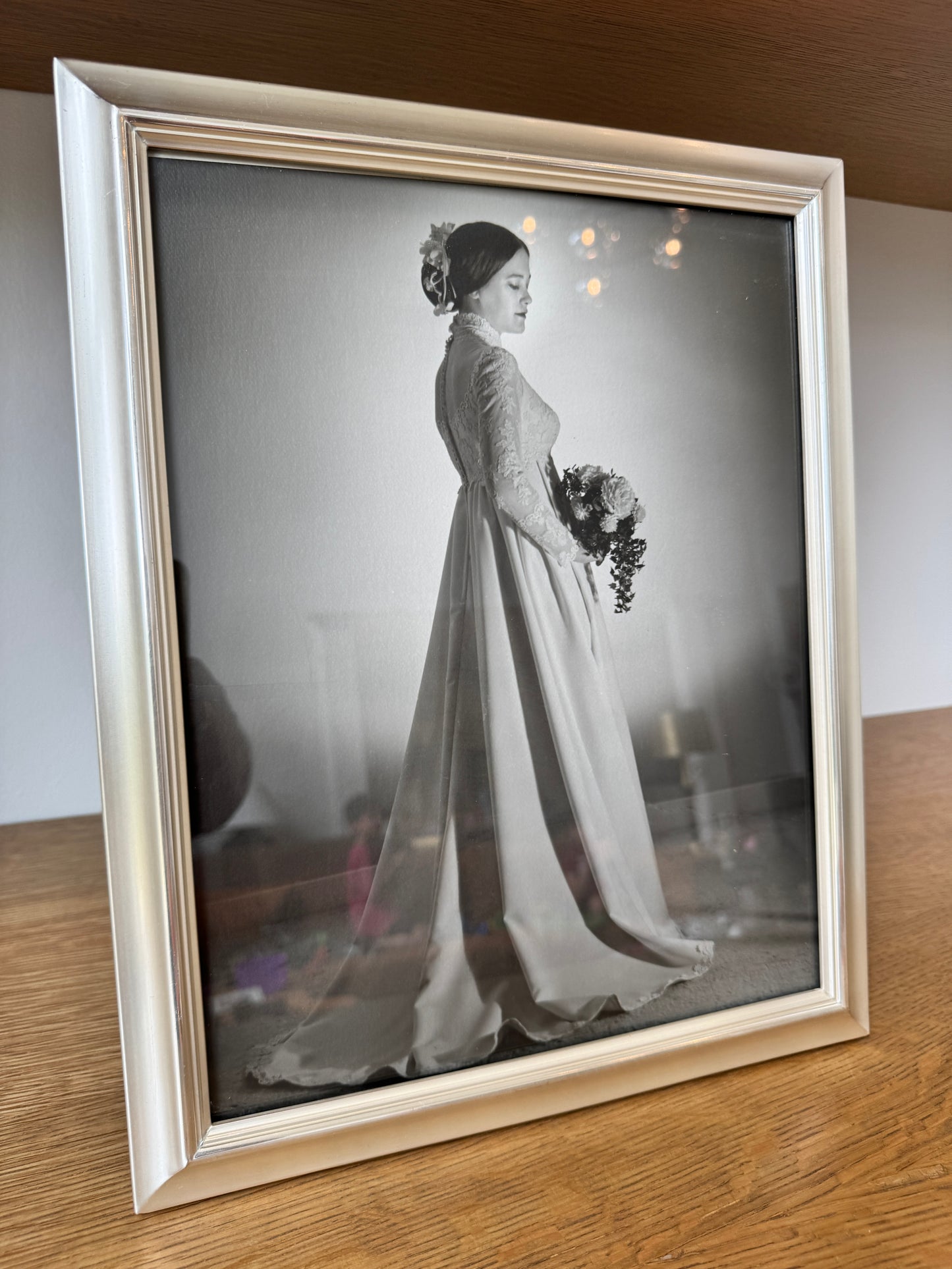 Large Silver Picture Frame – Ornate Detail with Visible Wear | Vintage Display Frame