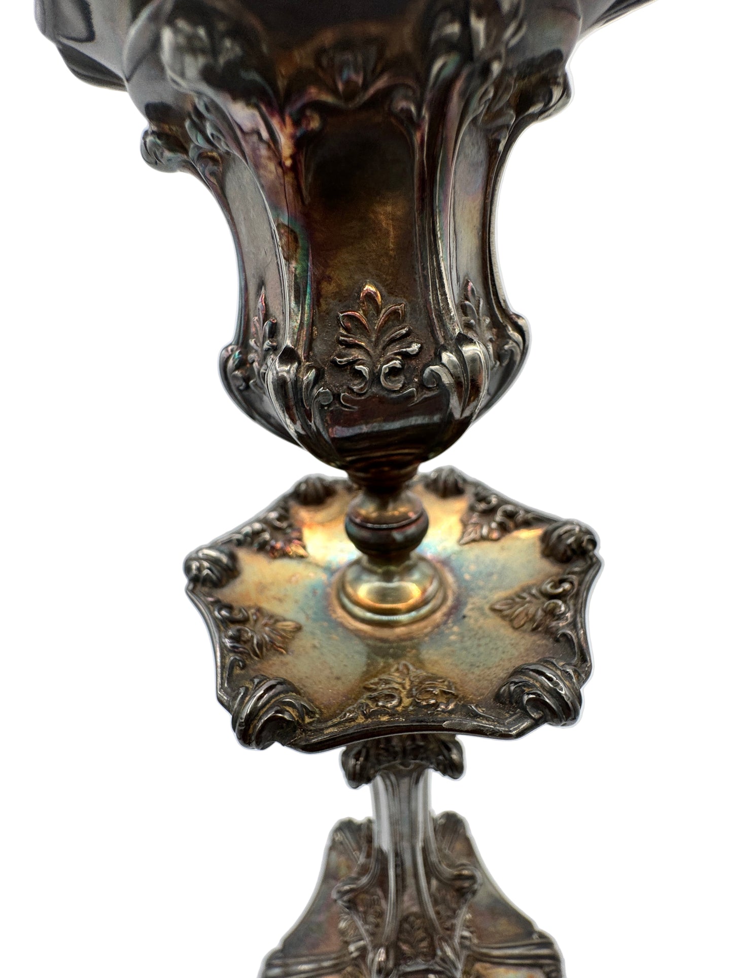 Antique Wilcox Silver Plate Co. Quadruple Plate Candlesticks – Victorian Era, Ornate Silver Candle Holders (Pair), c.1880s