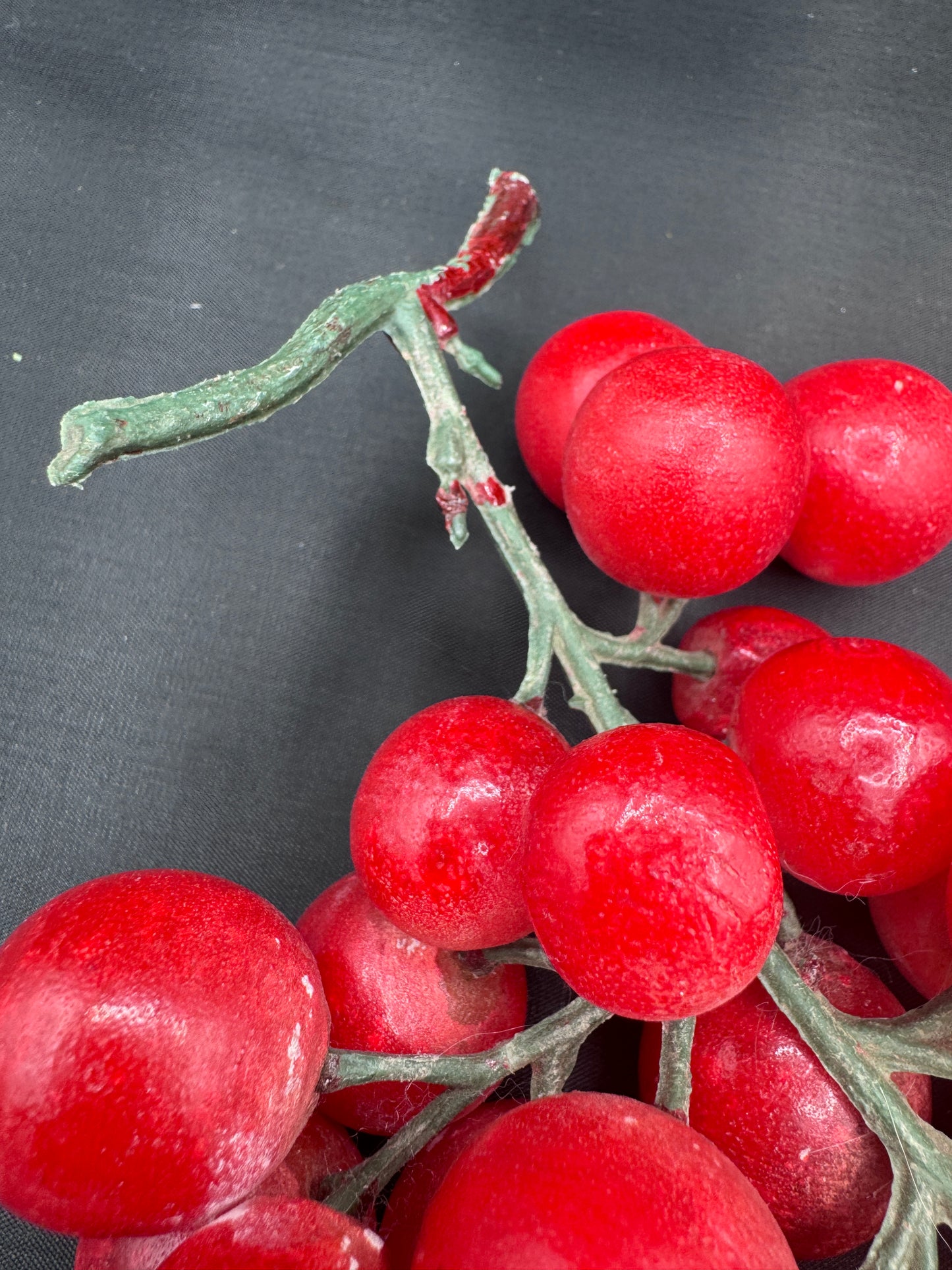 Red Stone Grape Cluster | Midcentury Decorative Fruit | Faux Marble Grapes