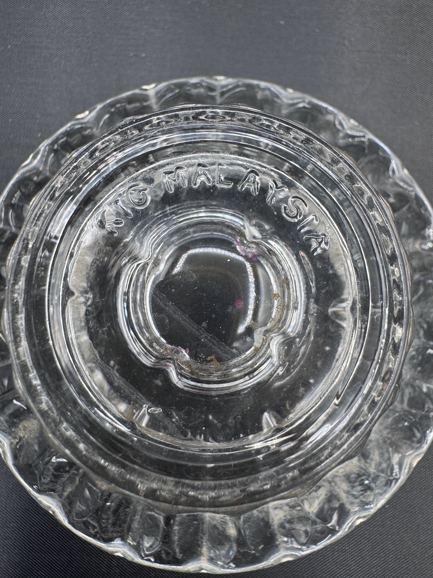 Vintage IG Malaysia Clear Pressed Glass Candle Holders – Pair, Starburst Rim