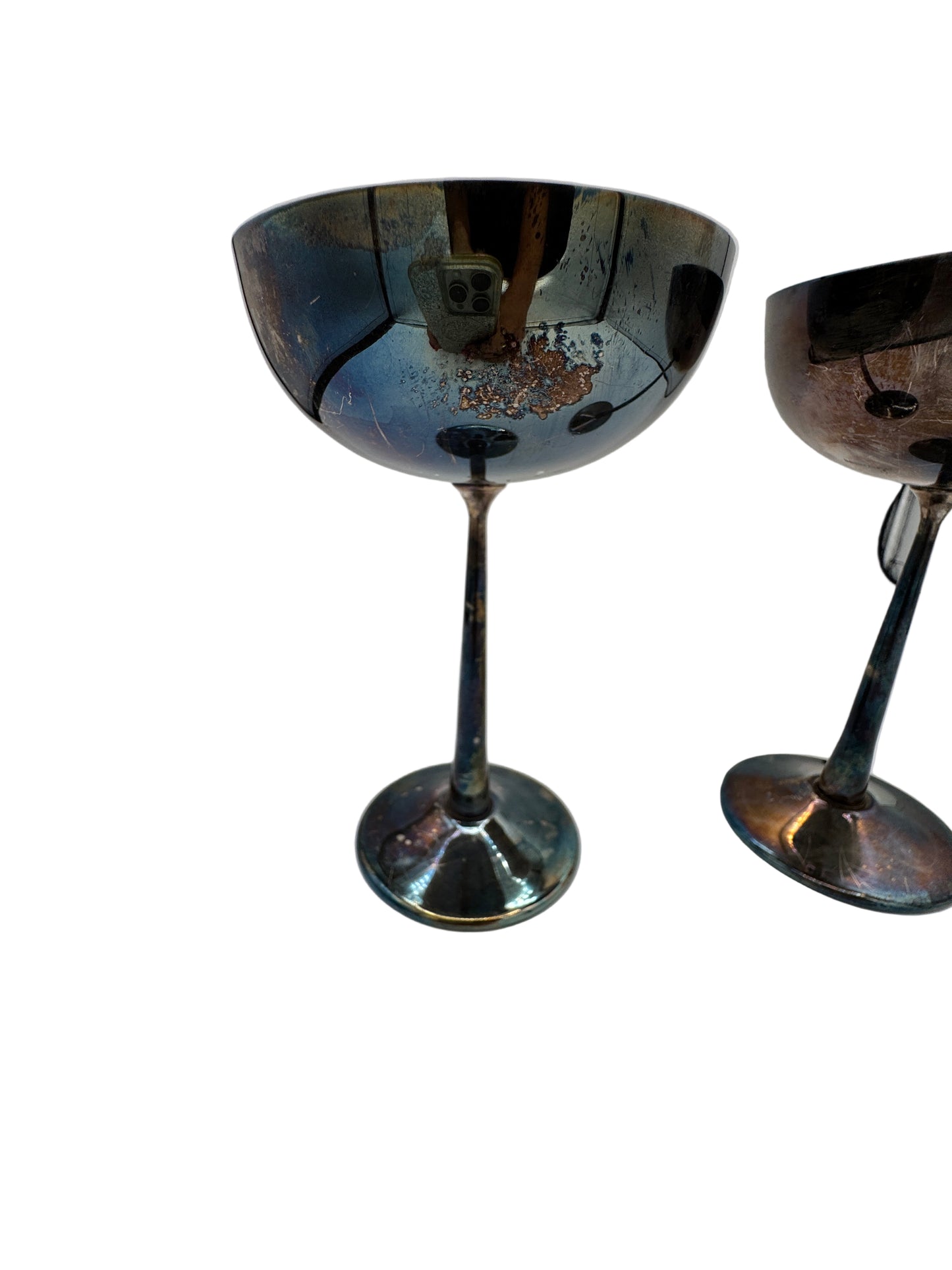 Raimond Silver-Plated Dessert Coupes with Golden Interior – Set of 2, Midcentury Barware