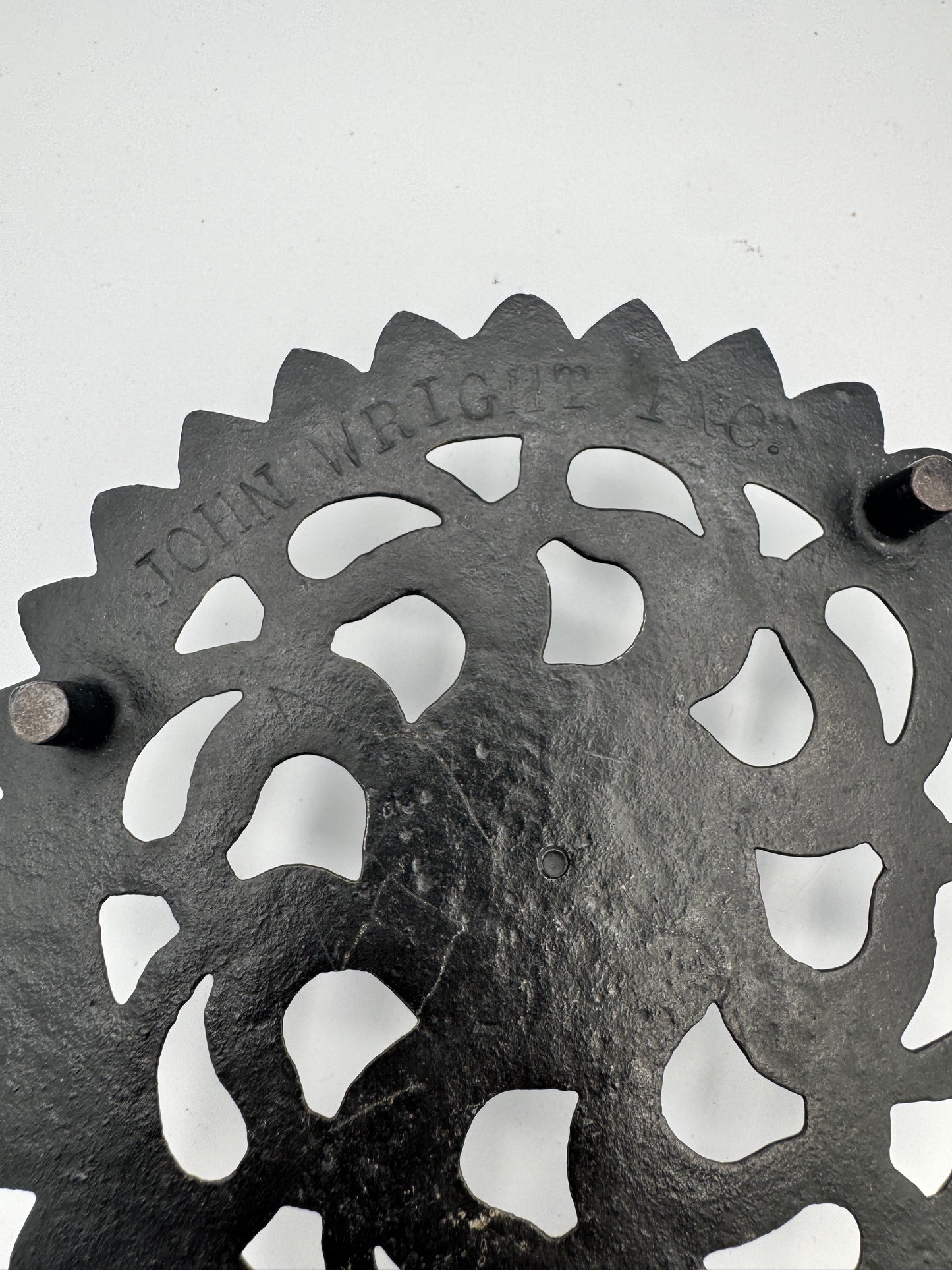 Vintage John Wright Cast Iron Candle Holders (Pair) – Gothic Style, Industrial Black, Model 872