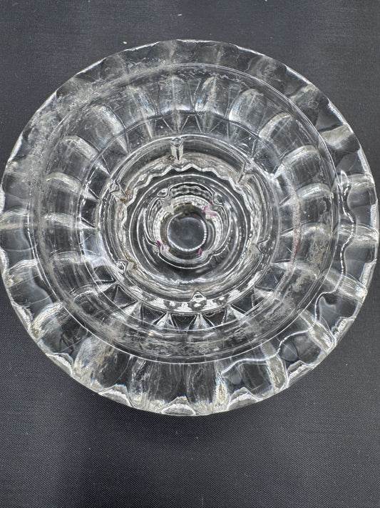 Vintage IG Malaysia Clear Pressed Glass Candle Holders – Pair, Starburst Rim