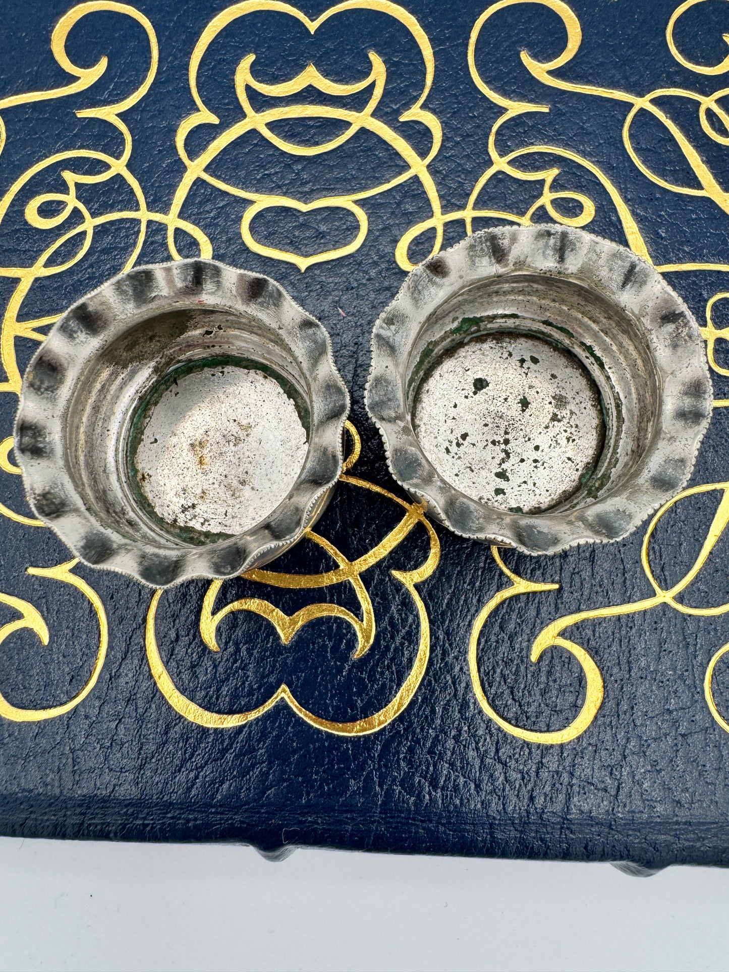 J.W. Tufts Silverplate Open Salts (Pair), Pattern 044 - Victorian Ruffled Rim, Antique Boston