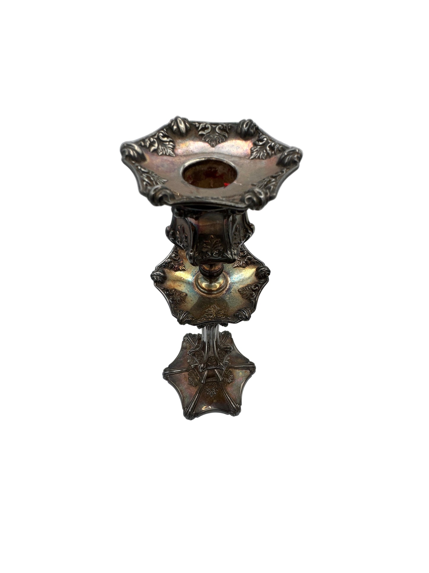 Antique Wilcox Silver Plate Co. Quadruple Plate Candlesticks – Victorian Era, Ornate Silver Candle Holders (Pair), c.1880s