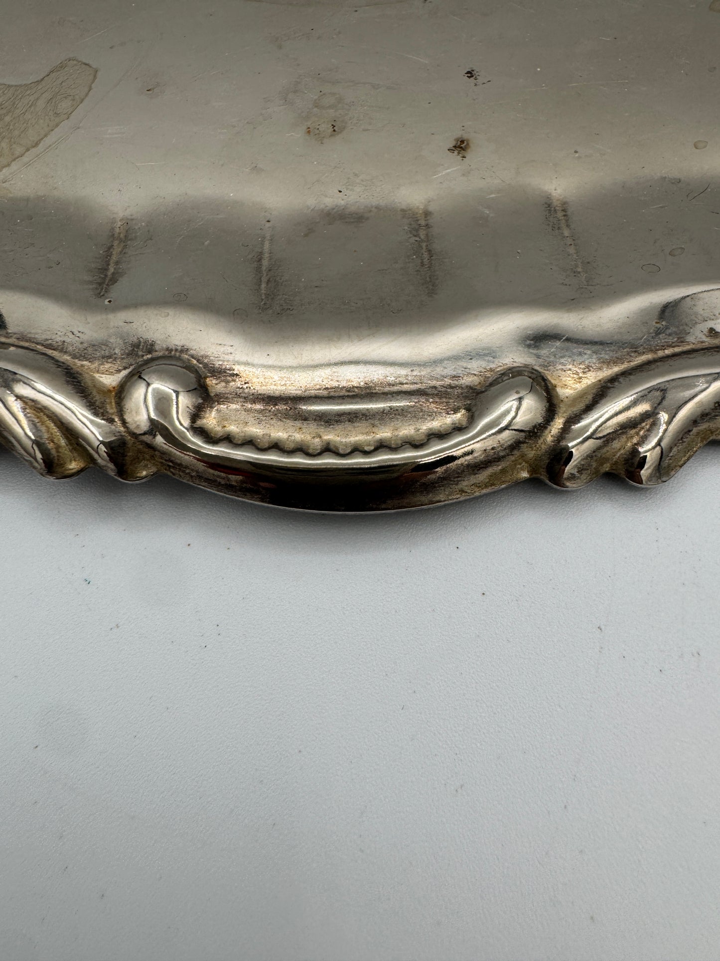 Vintage Ornate Serving Tray with Gold Leaf Handles – Made in Spain