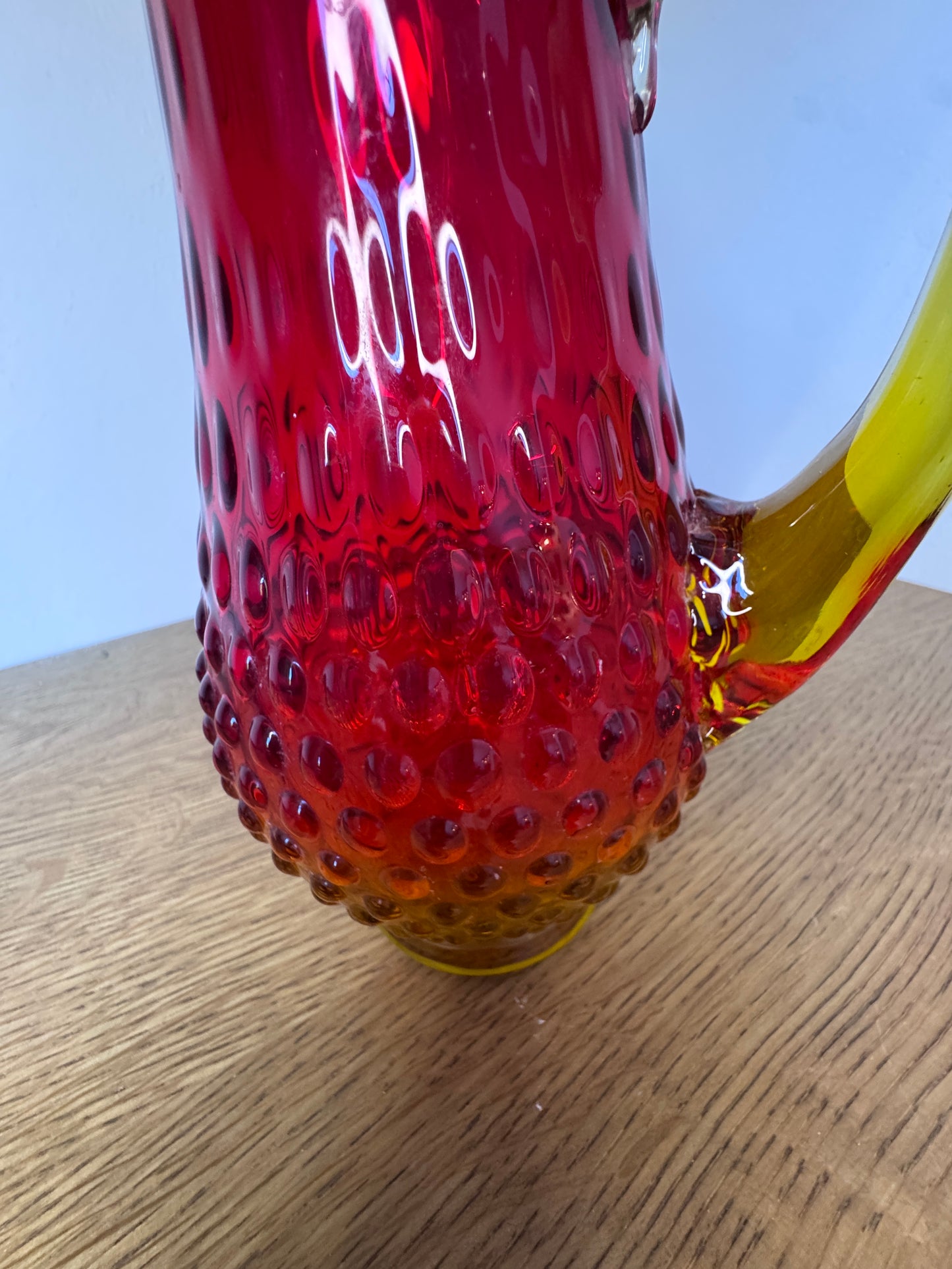 Vintage Viking Amberina Hobnail Glass Pitcher – Mid-Century Fire Glow