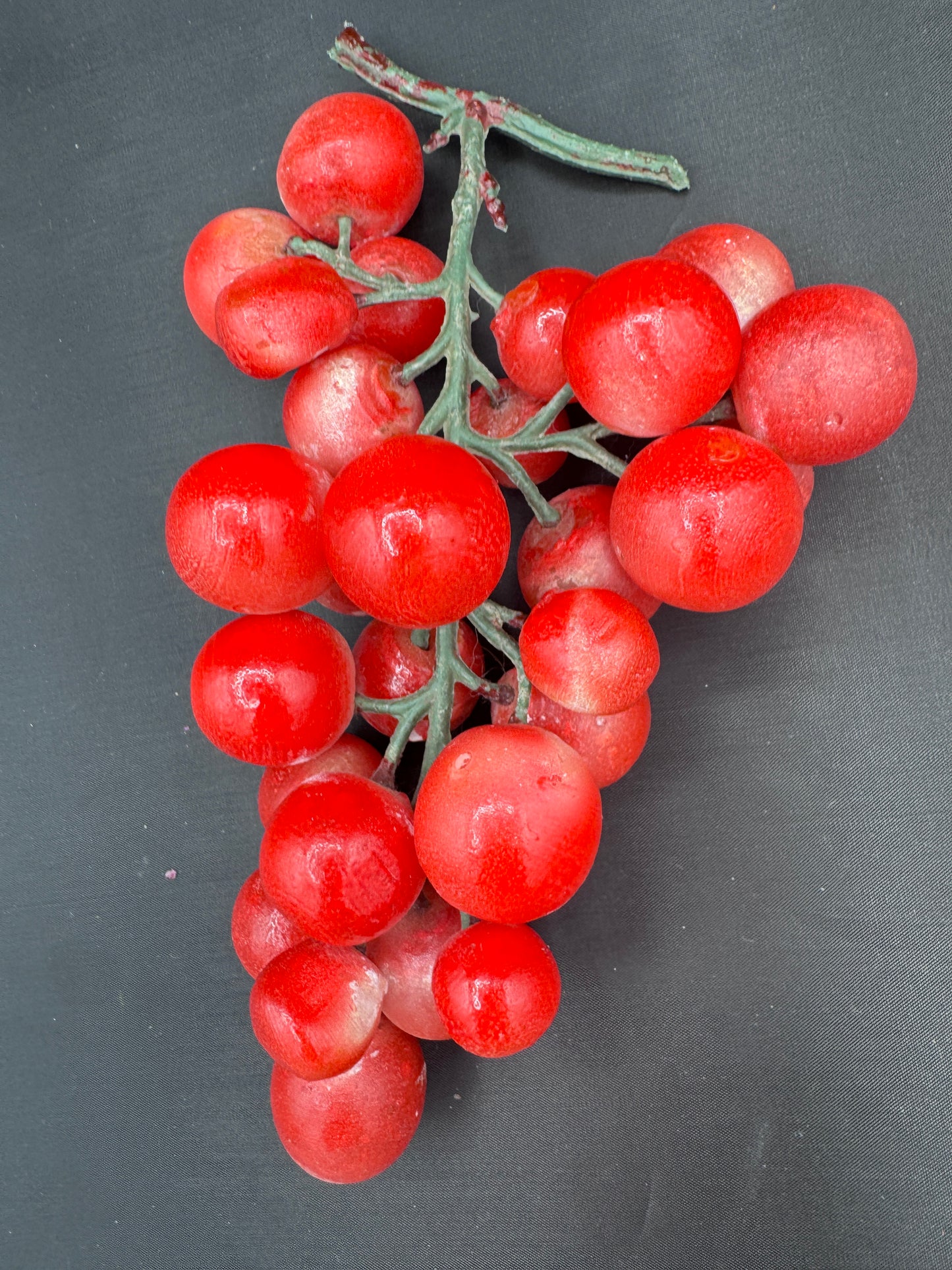 Red Stone Grape Cluster | Midcentury Decorative Fruit | Faux Marble Grapes