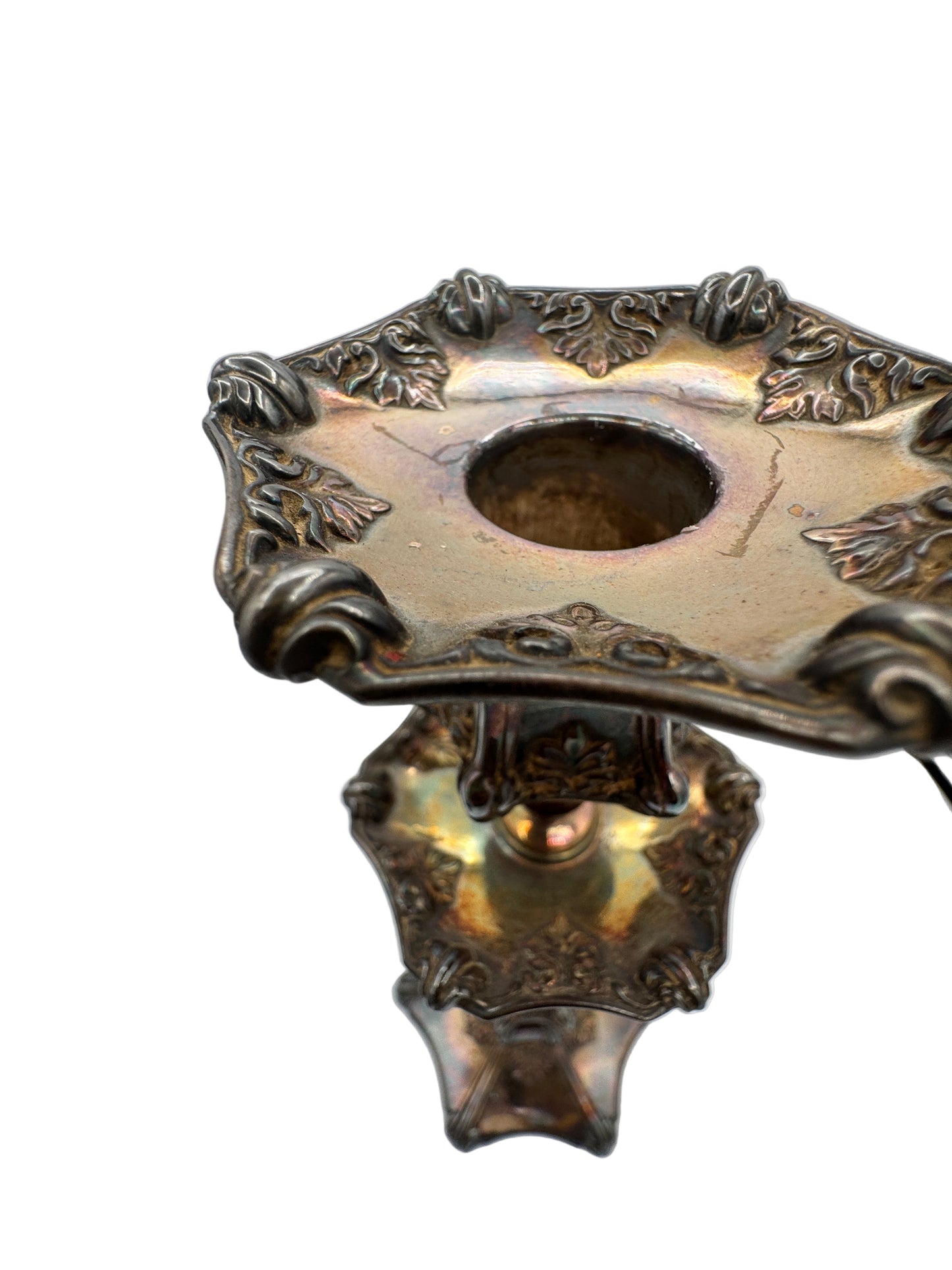 Antique Wilcox Silver Plate Co. Quadruple Plate Candlesticks – Victorian Era, Ornate Silver Candle Holders (Pair), c.1880s